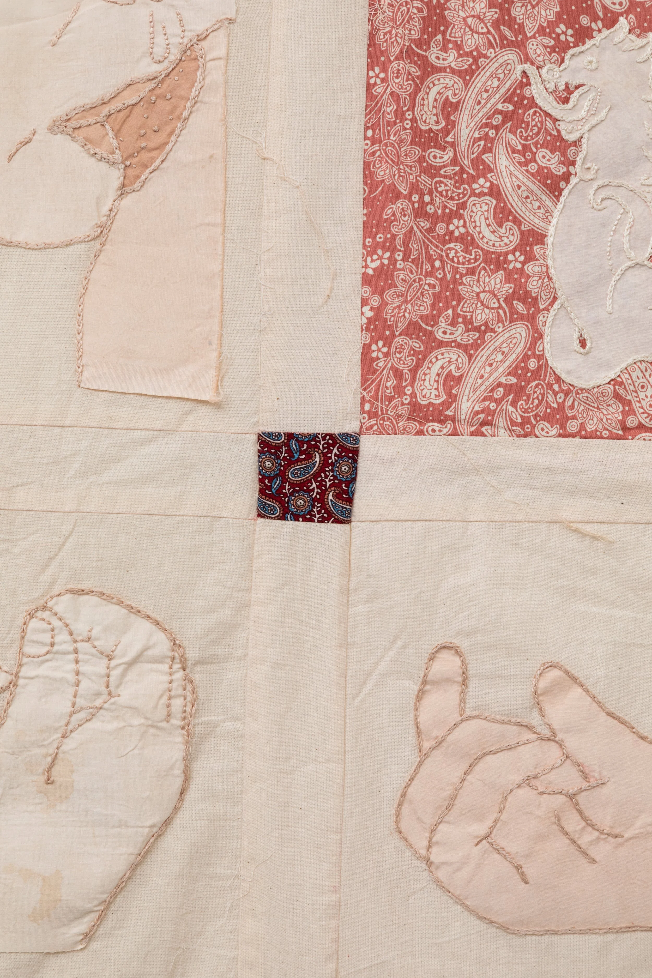 Oy Iease (Thinker), 2024/ Cotton, natural dye, wood/ 125x117 cm