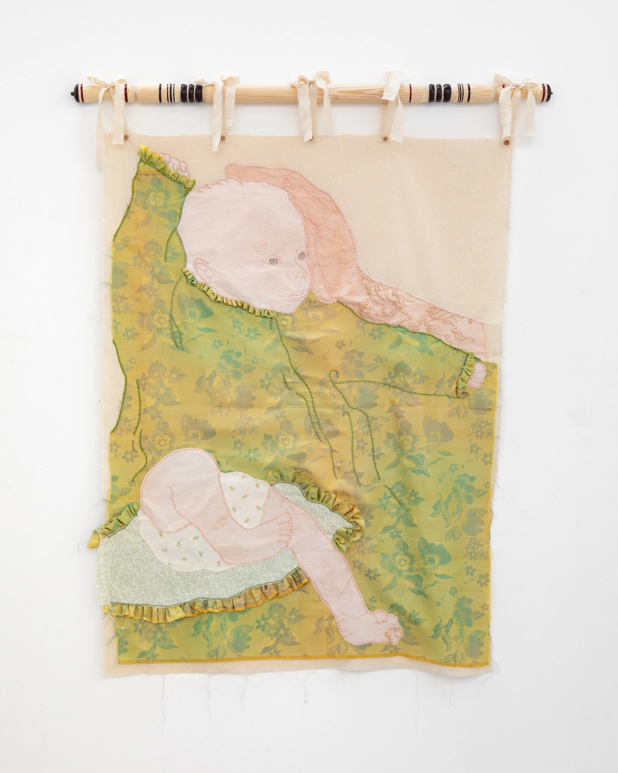Azhdarha is guarding, 2014/ Cotton, natural dyes, vintage silk, wood/ 115x112 cm