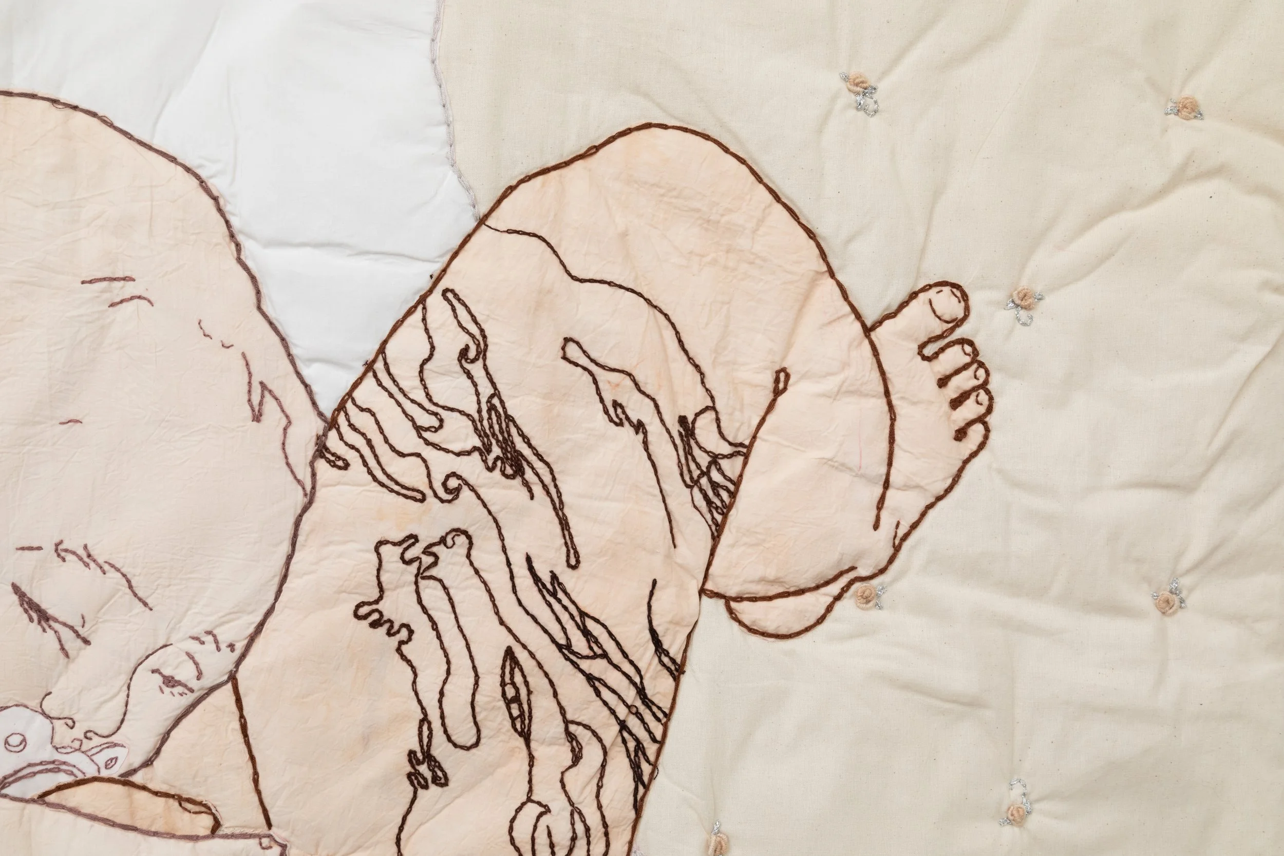 Gray Woolf, 2024/ Cotton, natural dye, wood/ 115 x 95 cm