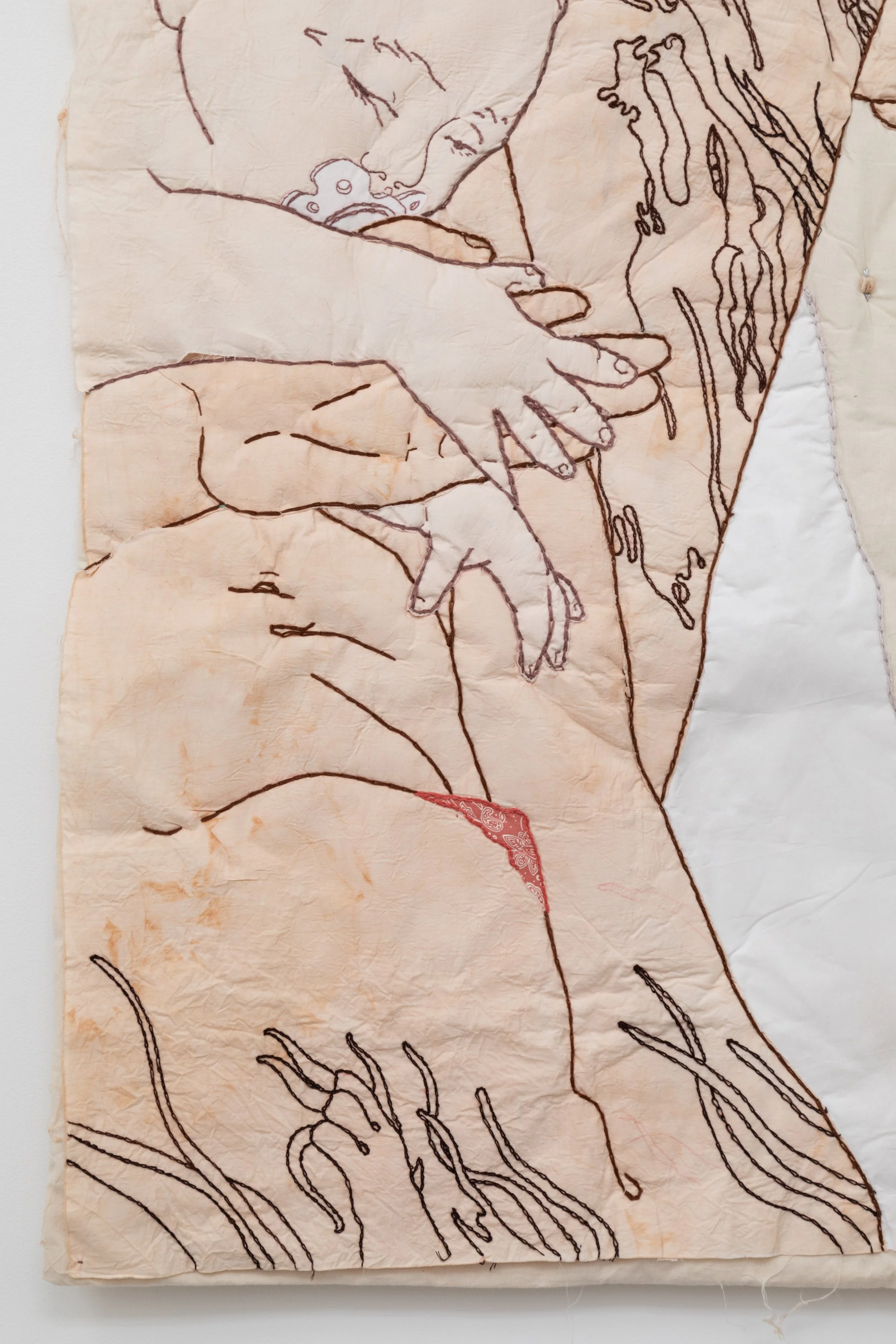 Gray Woolf, 2024/ Cotton, natural dye, wood/ 115 x 95 cm