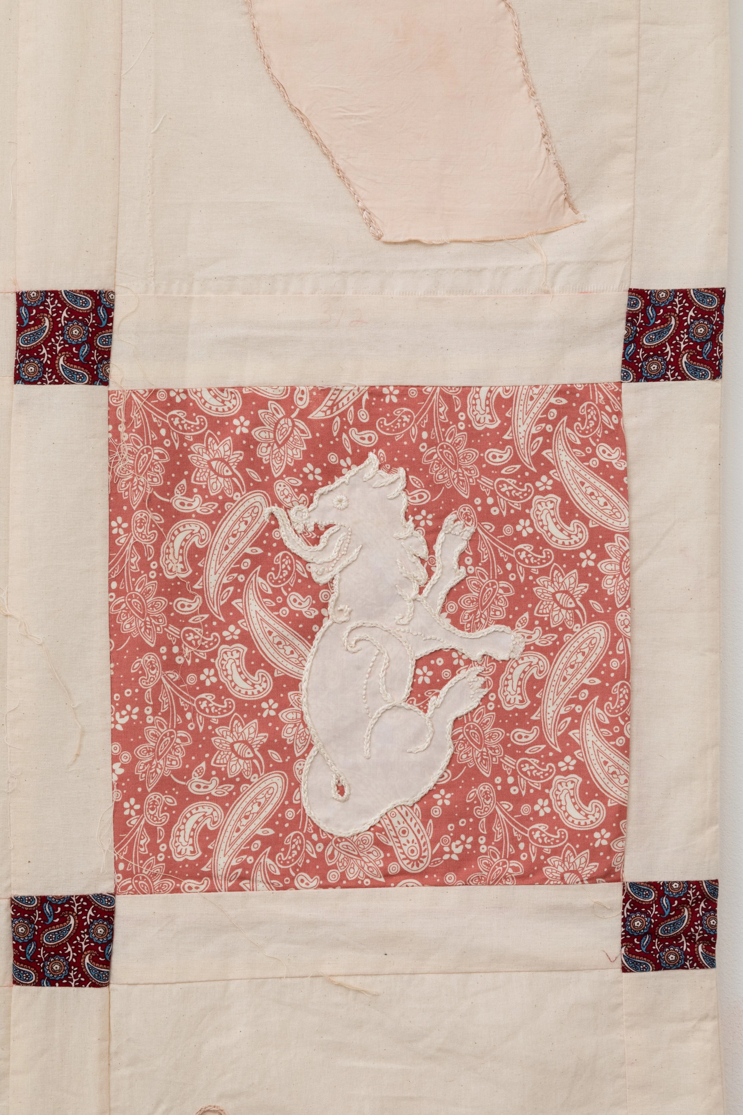 Oy Iease (Thinker), 2024/ Cotton, natural dye, wood/ 125x117 cm