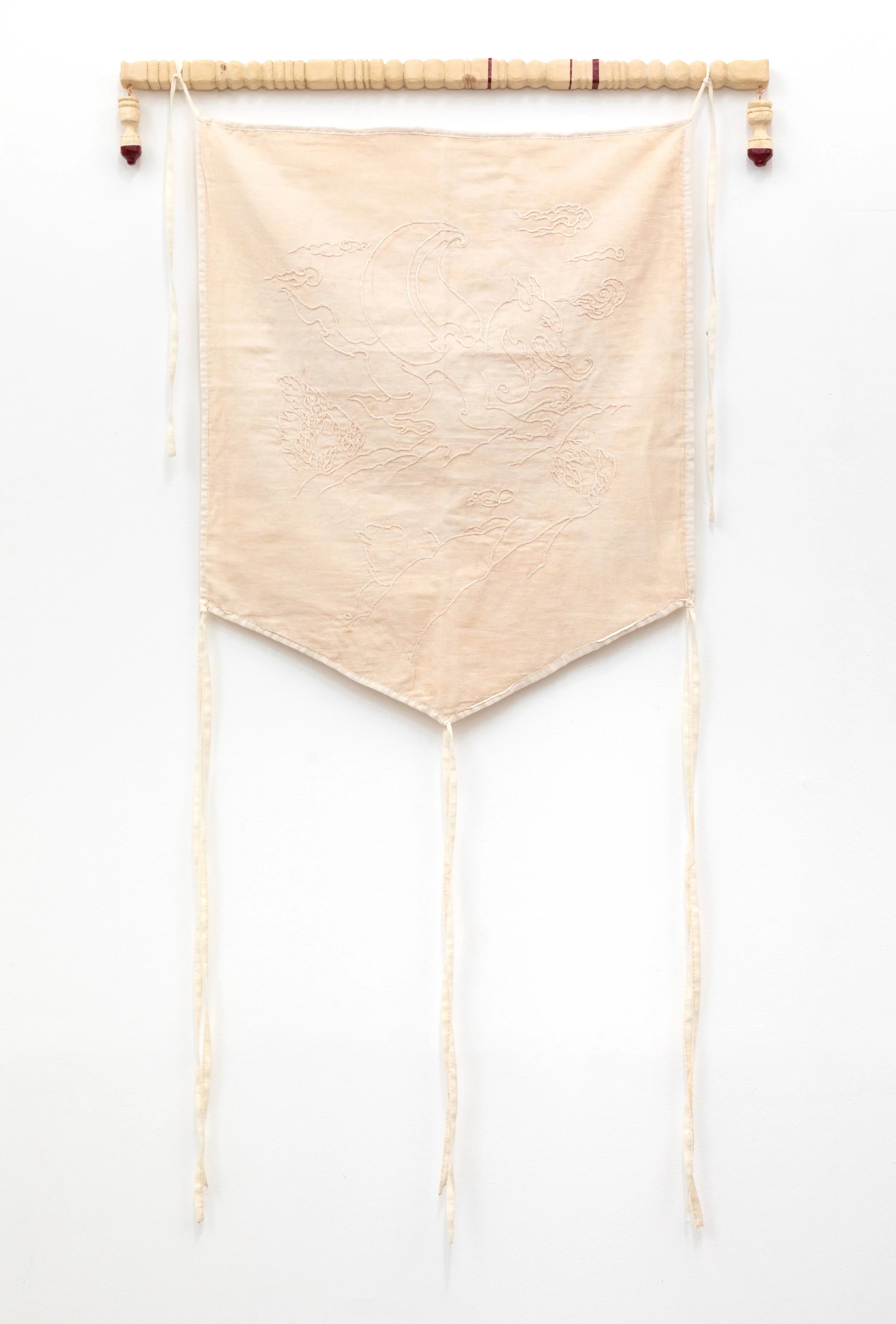 Zilant, 2024/ Muslin, natural dye, wood/ 82x82 cm