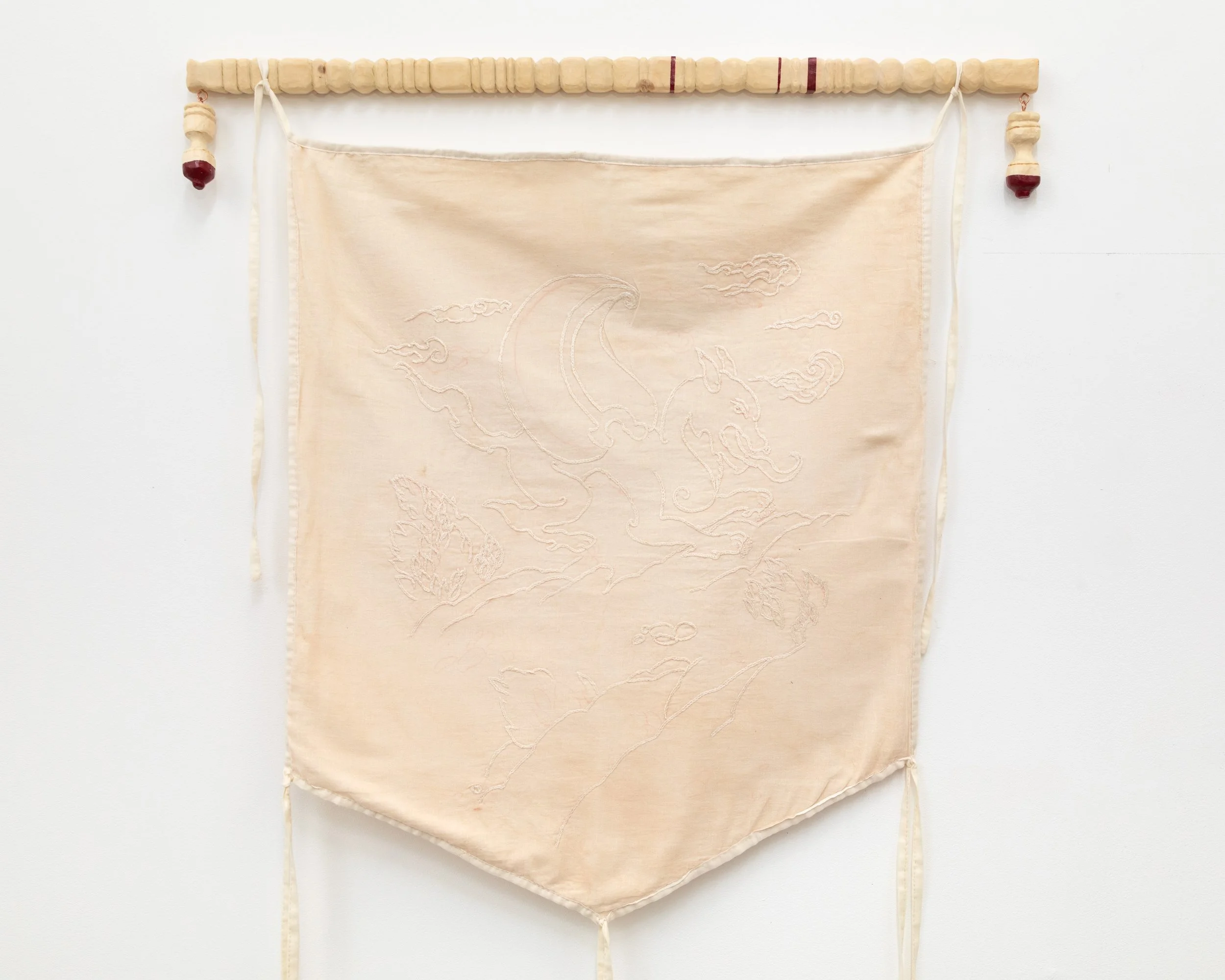 Zilant, 2024/ Muslin, natural dye, wood/ 82x82 cm