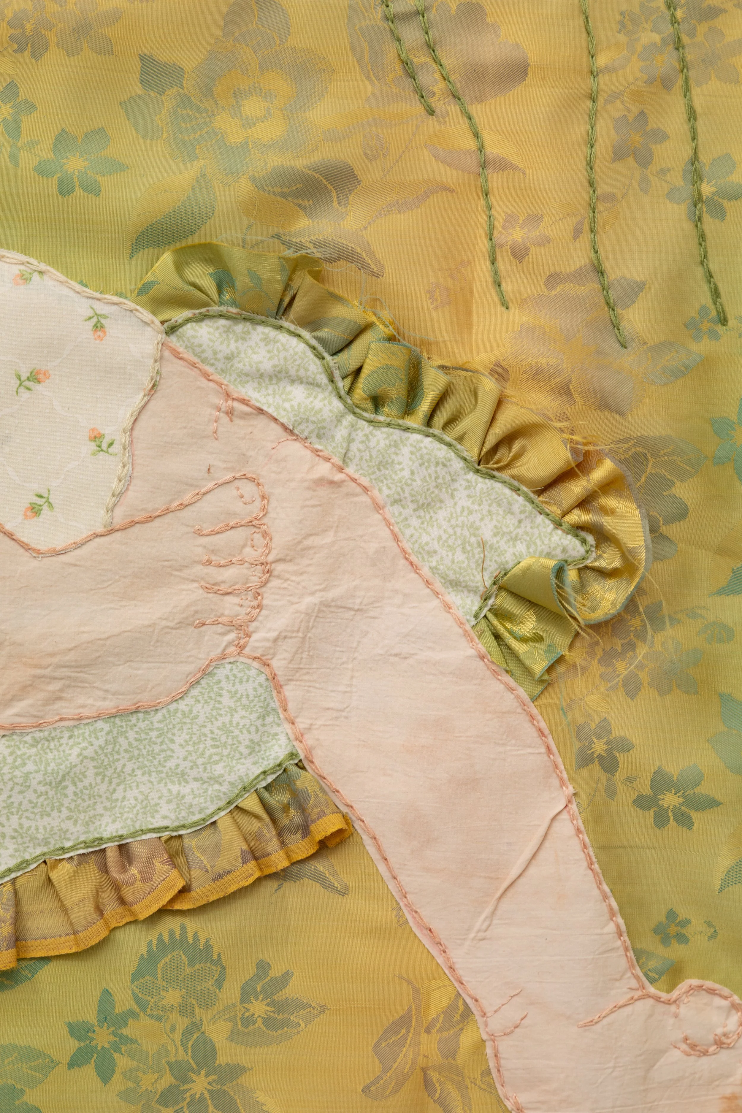 Azhdarha is guarding, 2014/ Cotton, natural dyes, vintage silk, wood/ 115x112 cm