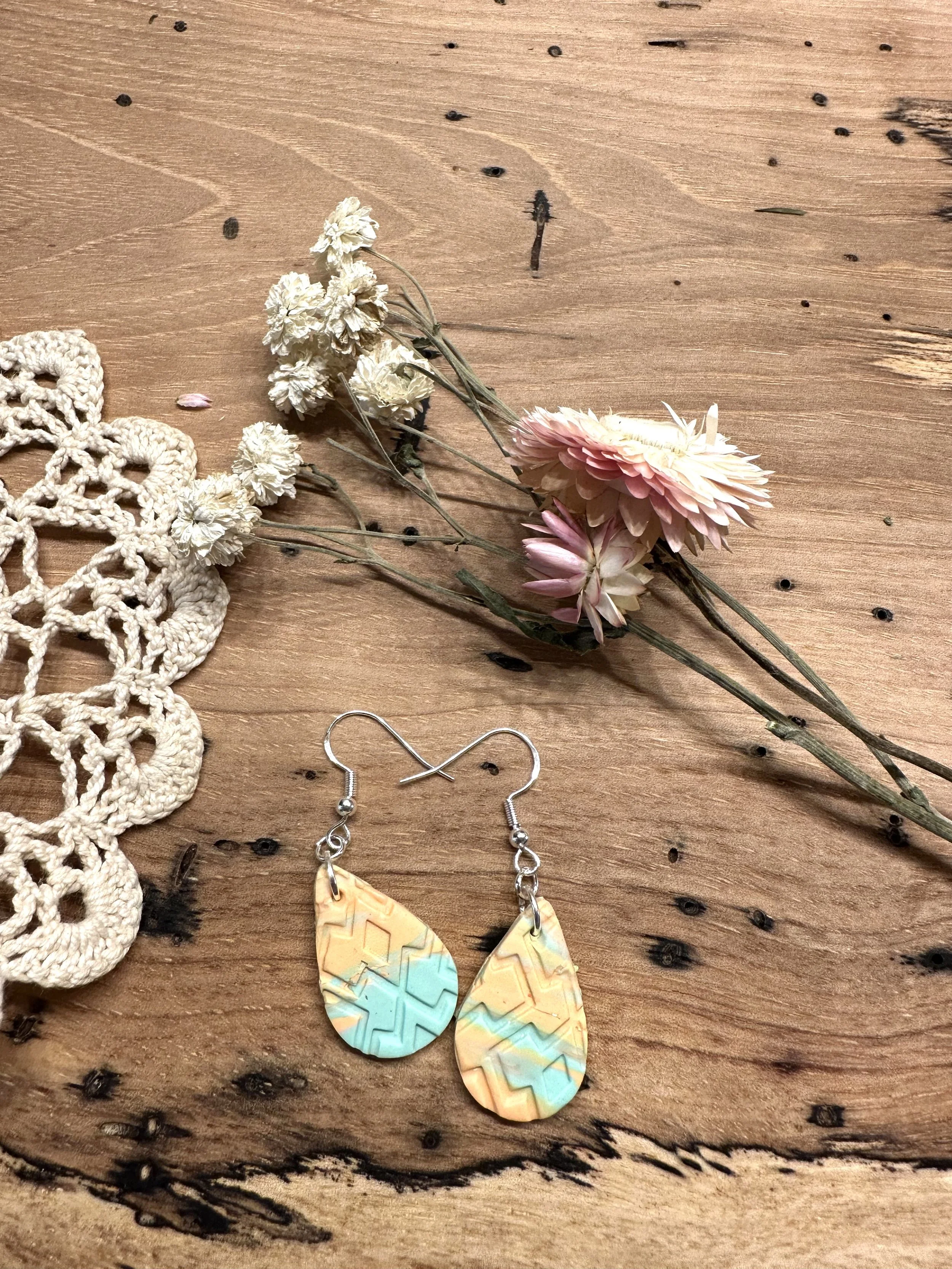 Mint Green & Peach Teardrop