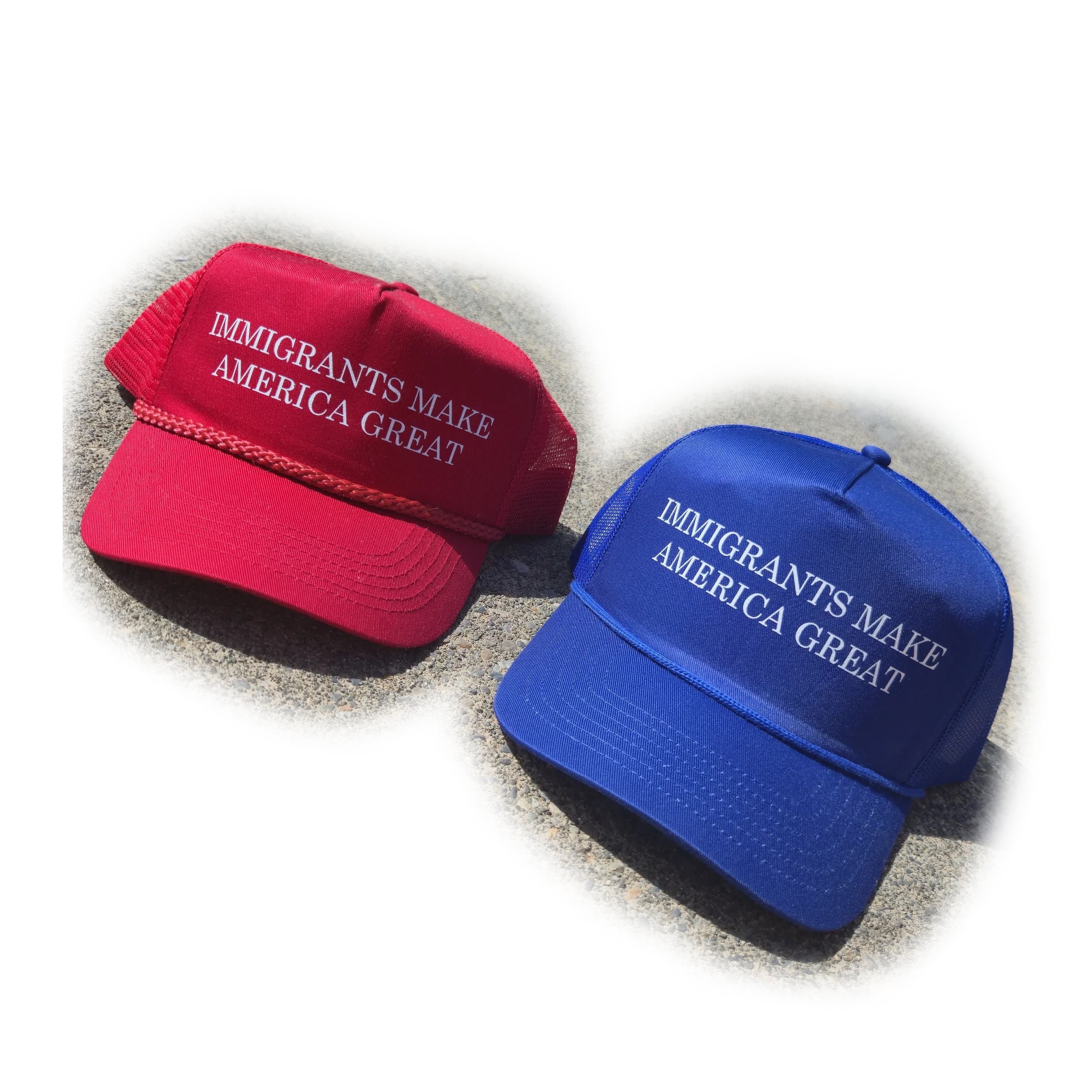 immigrants make america great hat red and blue.webp