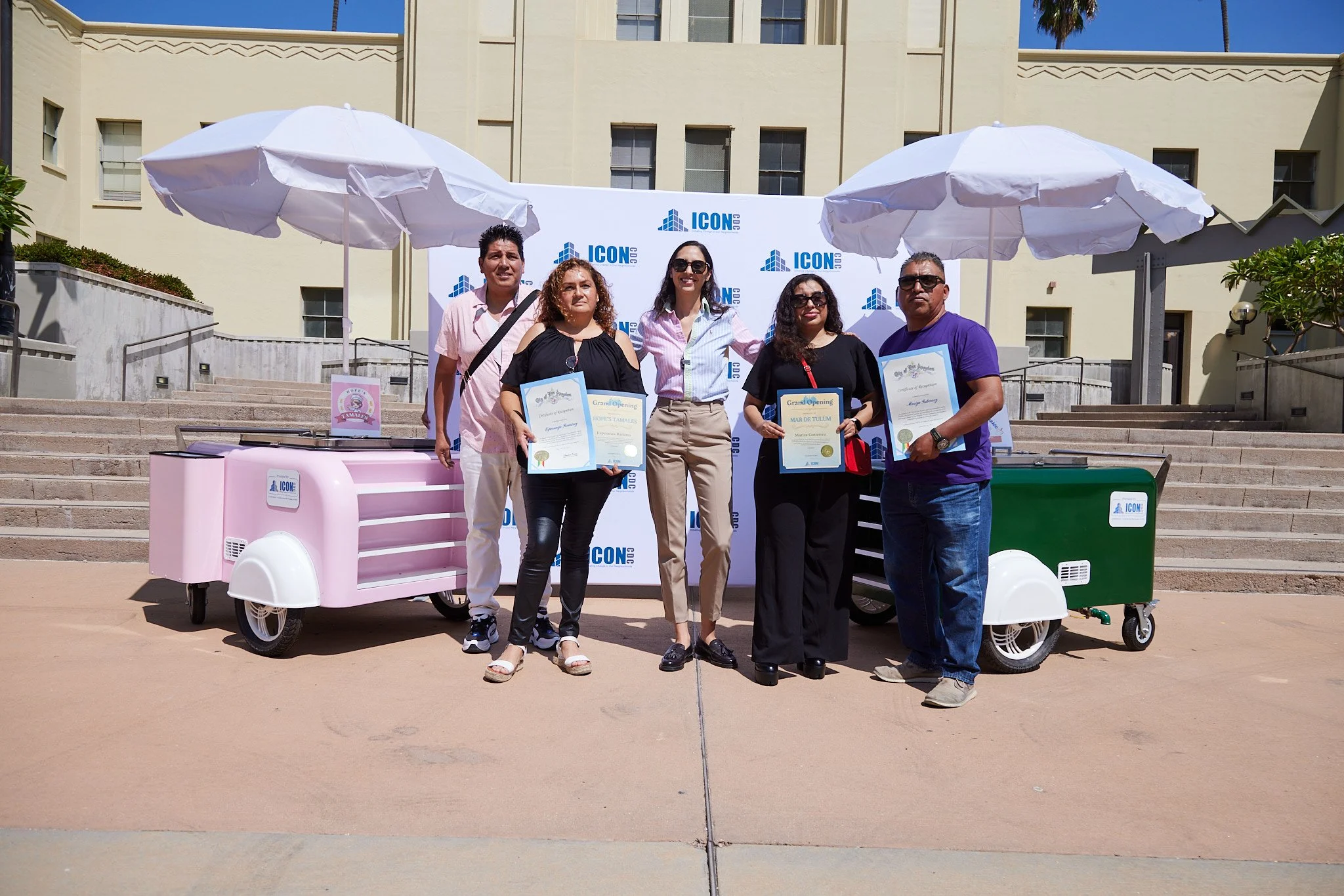 ICON CDC Group Image with Green and Pink Tamale for the Sidewalk Vending Program SEED Event