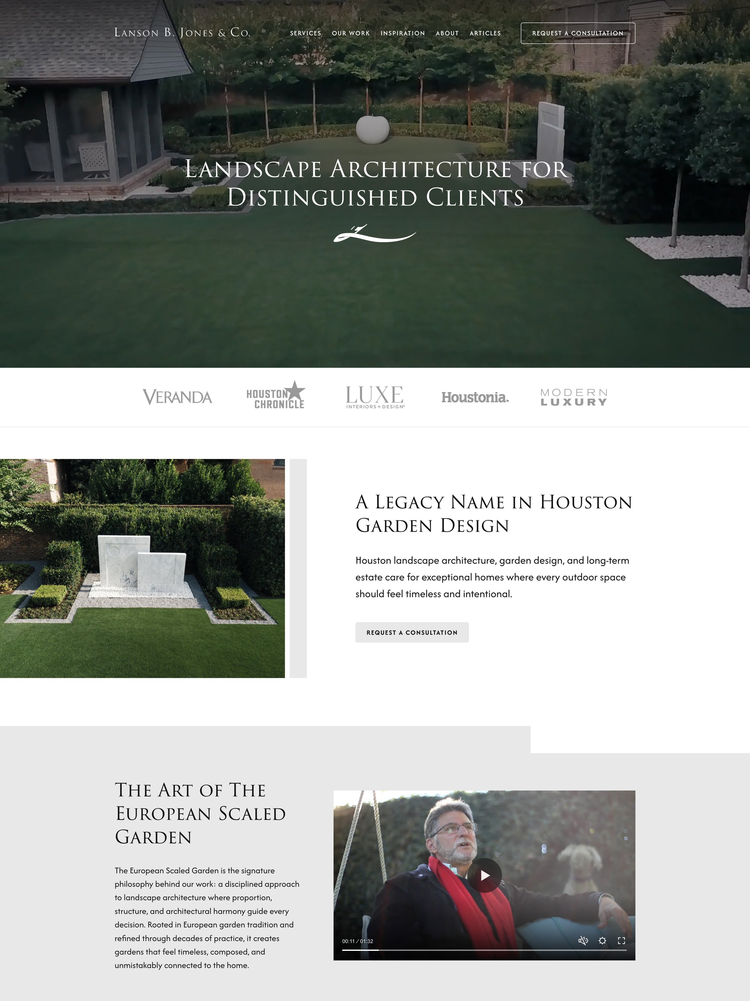 Lanson B. Jones: Luxury Landscape Architecture Website Redesign