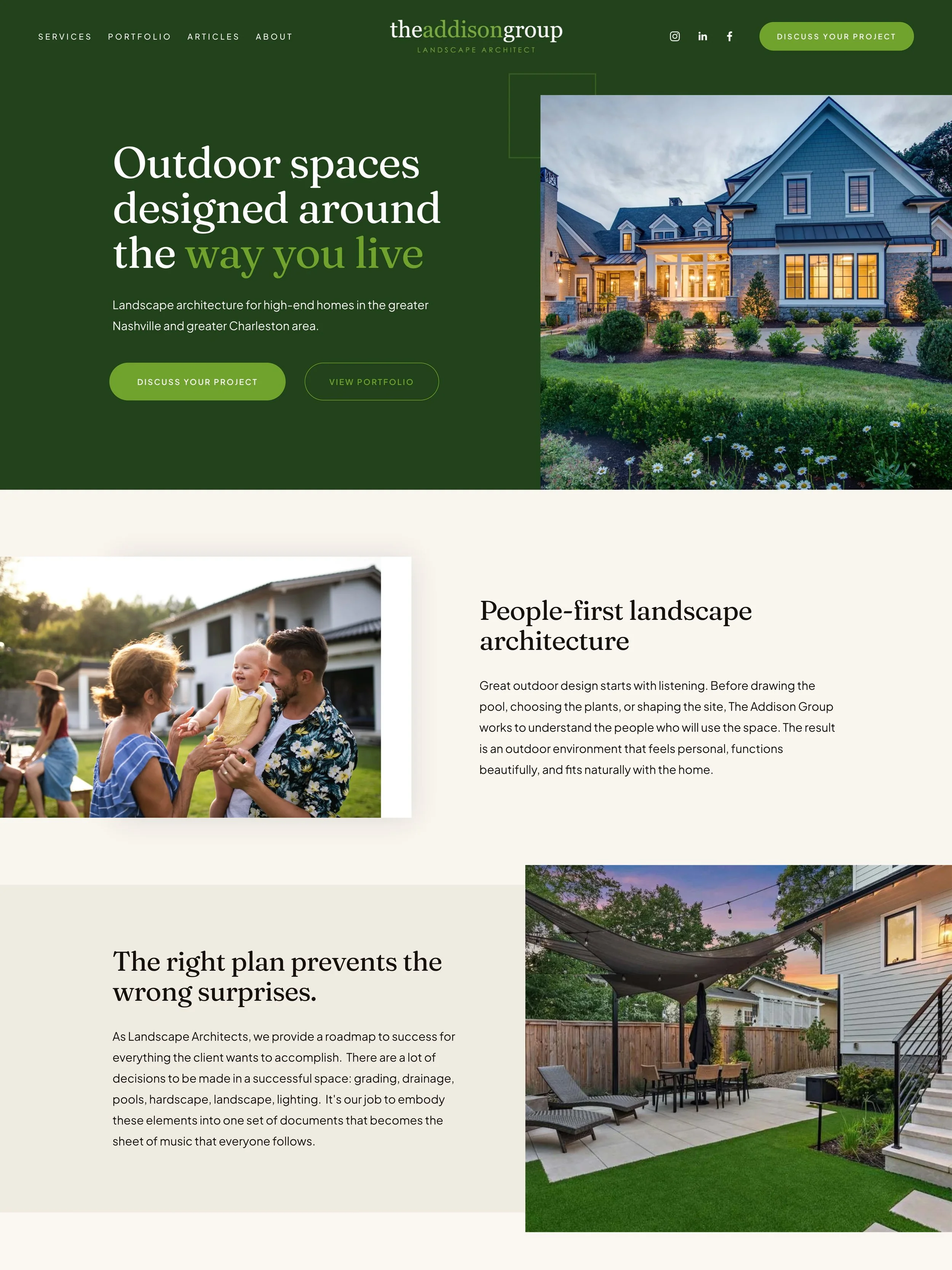 The Addison Group: Landscape Architecture Website Redesign