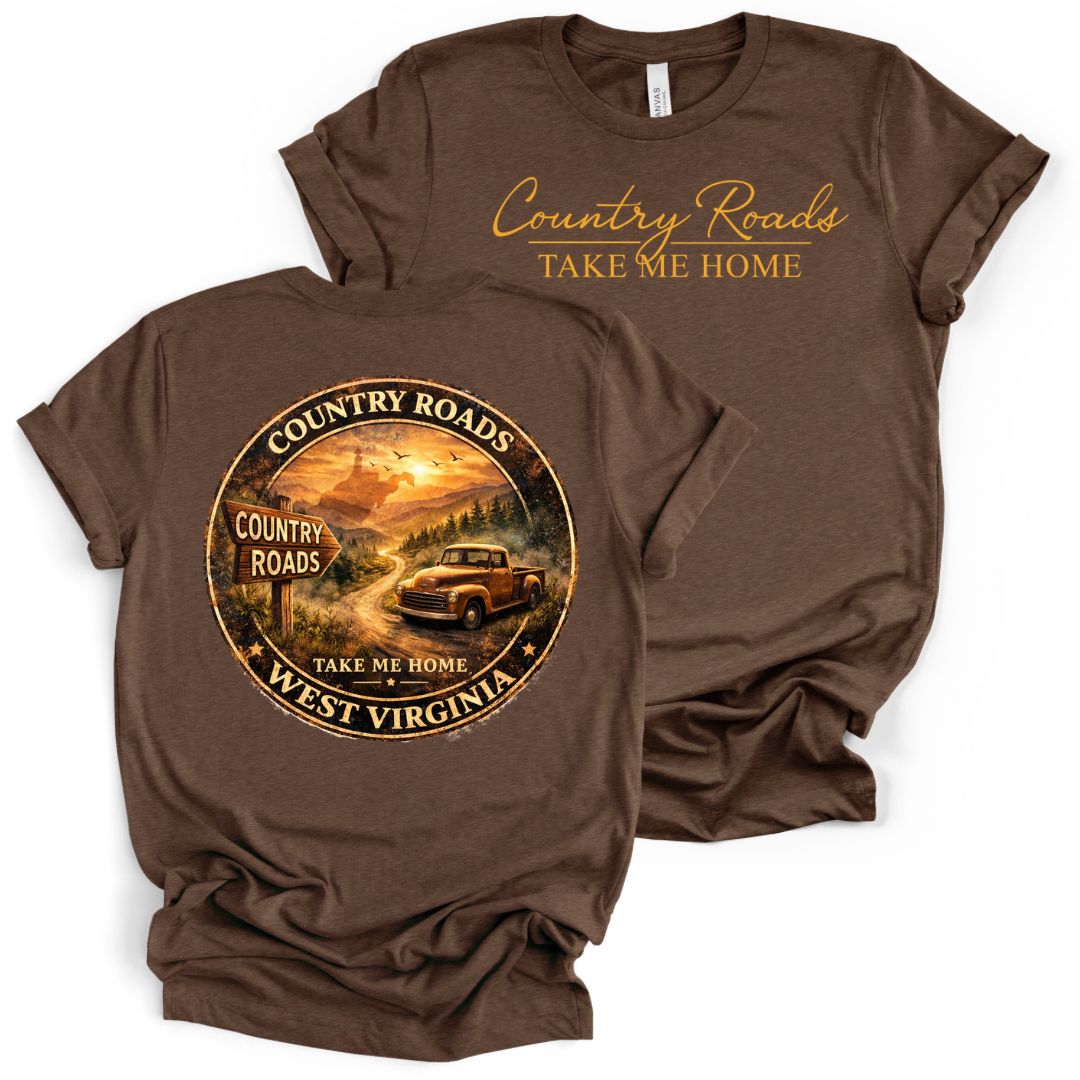 Country Roads  WV -  Bella and Canvas - T-Shirt