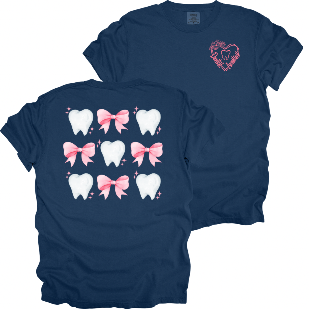 Dental Assistant with Pink Bows - Comfort Colors T-Shirt
