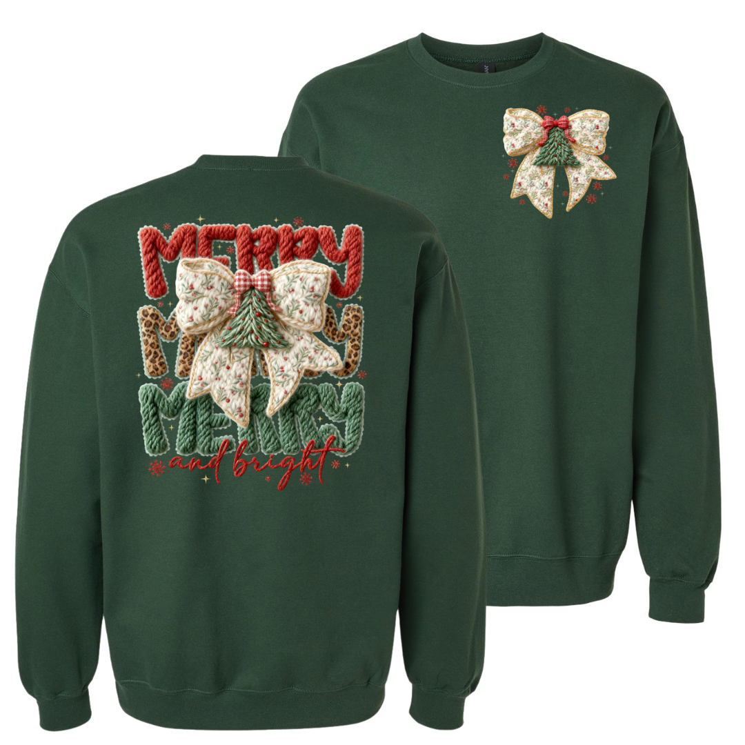 Gildan forest green bow merry and bright.png