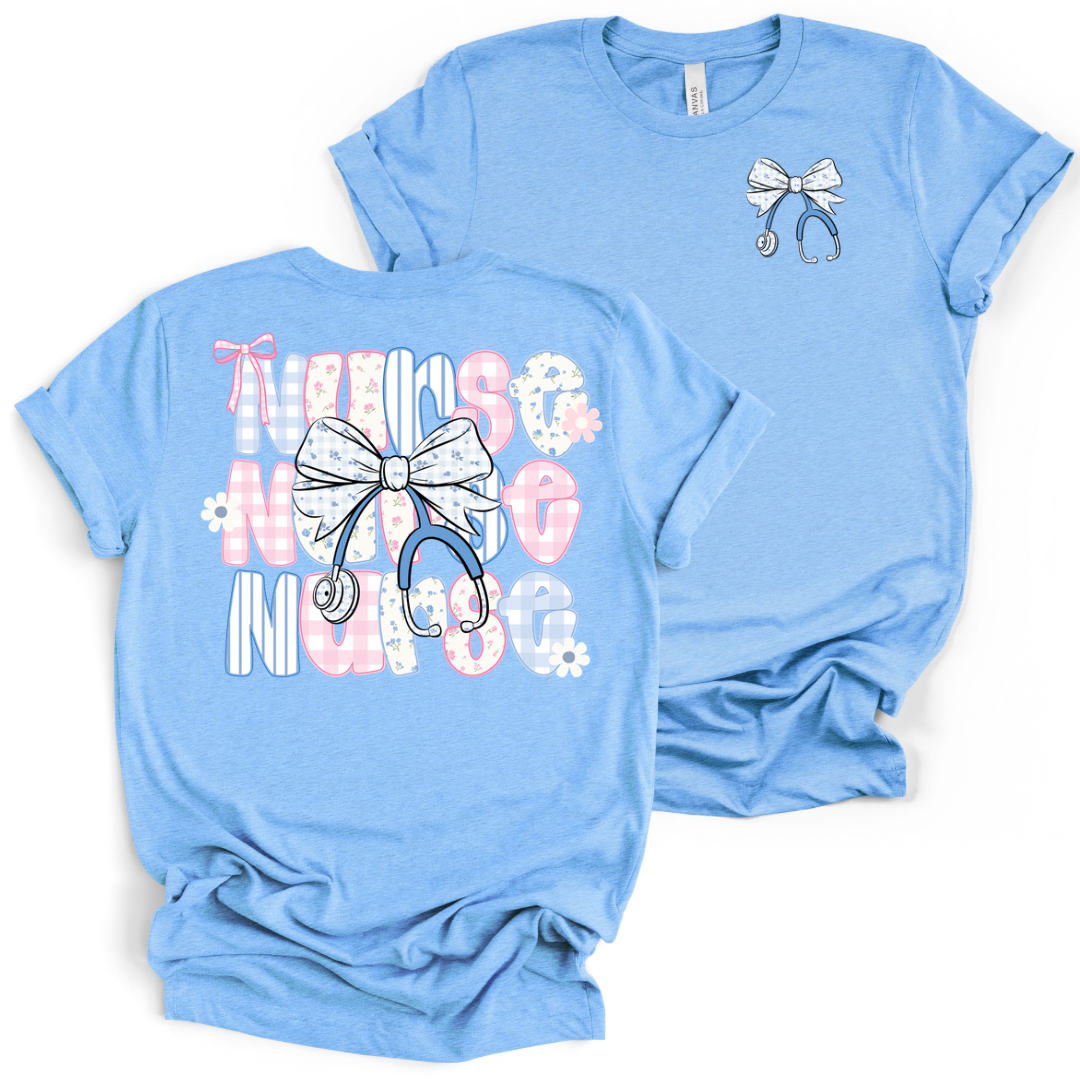 Preppy Nurse with Stethoscope - Bella and Canvas - T-Shirt