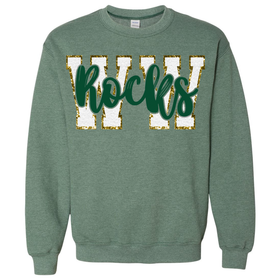 Gildan heatherdark green crewneck.png