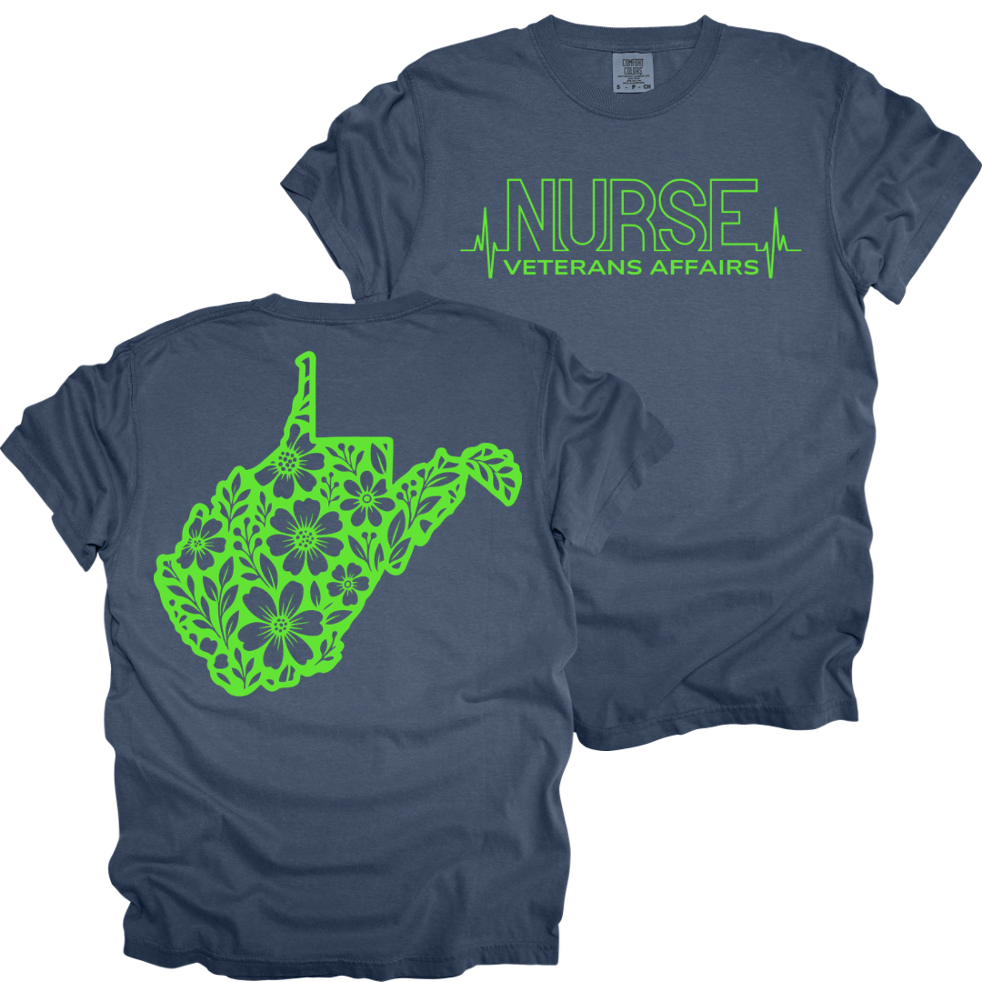 VA Nurse Heartbeat with State - Comfort Colors