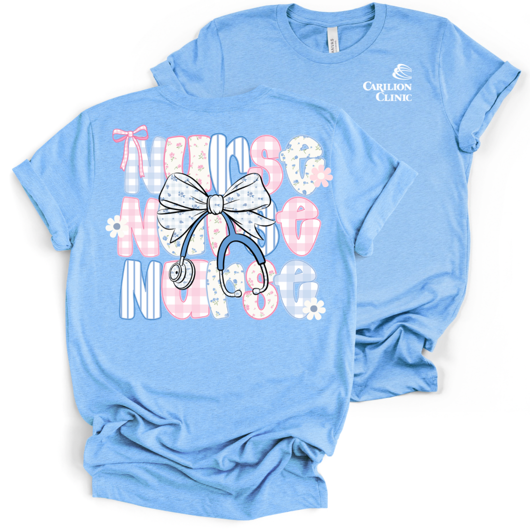 Carilion Clinic Preppy Nurse with Stethoscope - Bella and Canvas - T-Shirt
