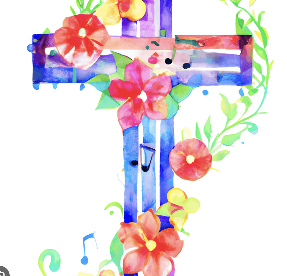 cross with flowers for Easter