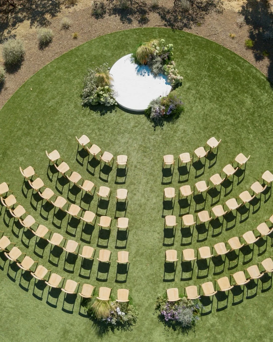 C + A&rsquo;s ceremony was rooted in the untamed beauty of California&rsquo;s landscape, where overgrown florals and a naturalistic approach set the tone in a palette that felt both soft and alive with color!