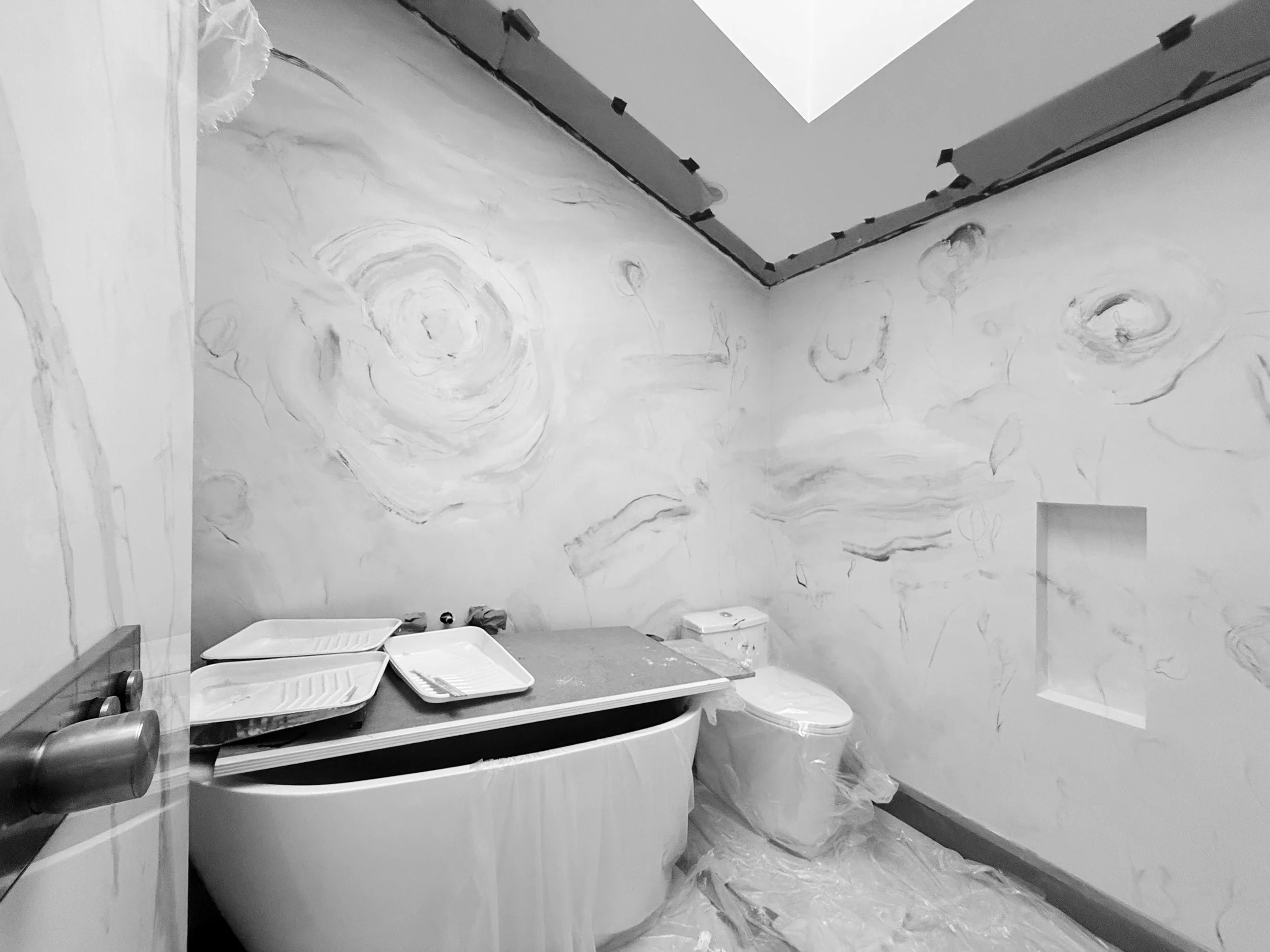 custom mural in process