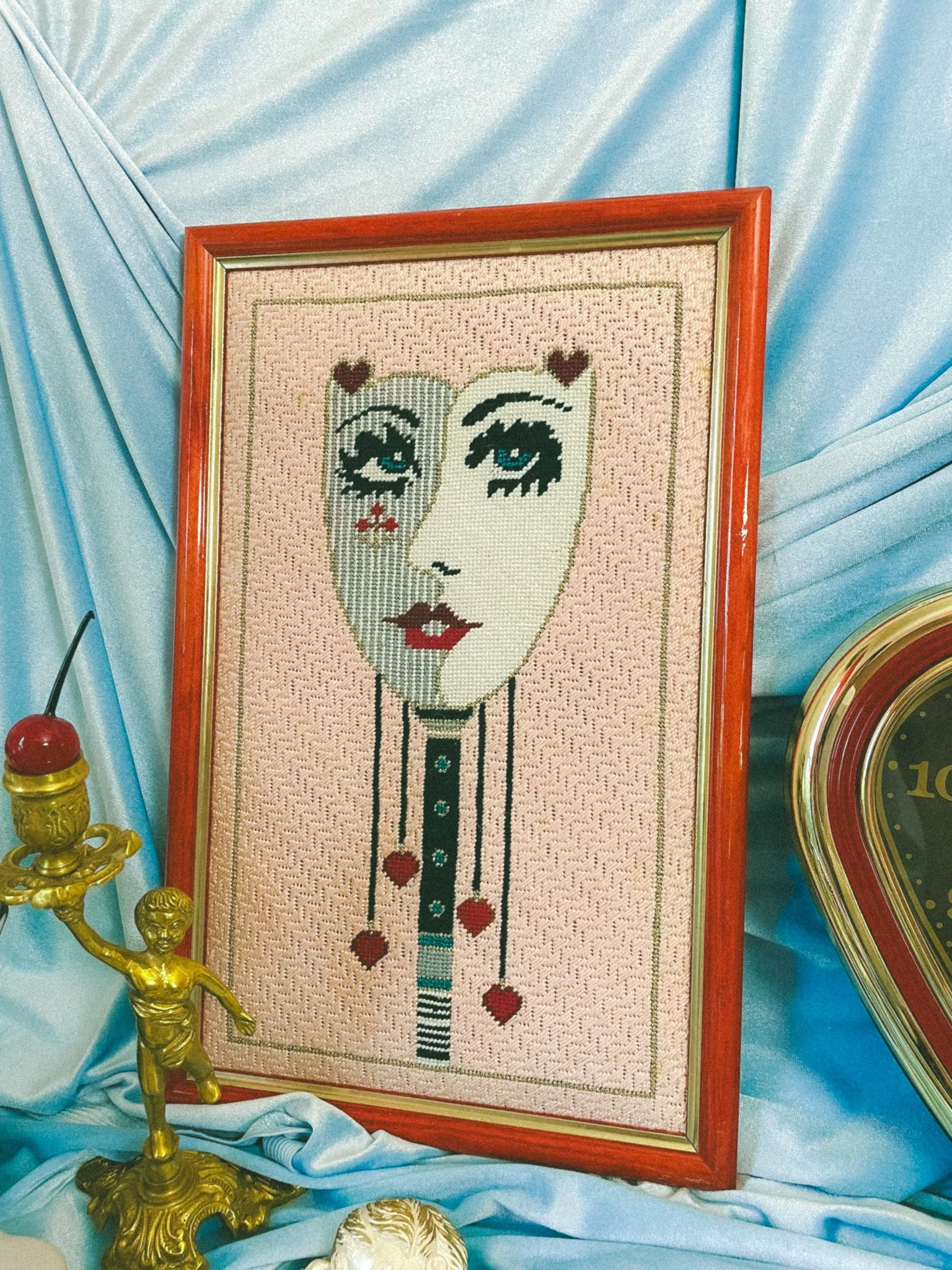 *NEW* two faced framed needlepoint art