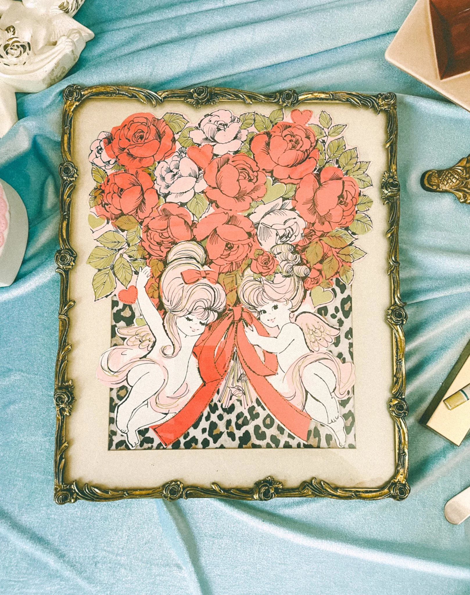 *NEW* large brass framed valentine's card art