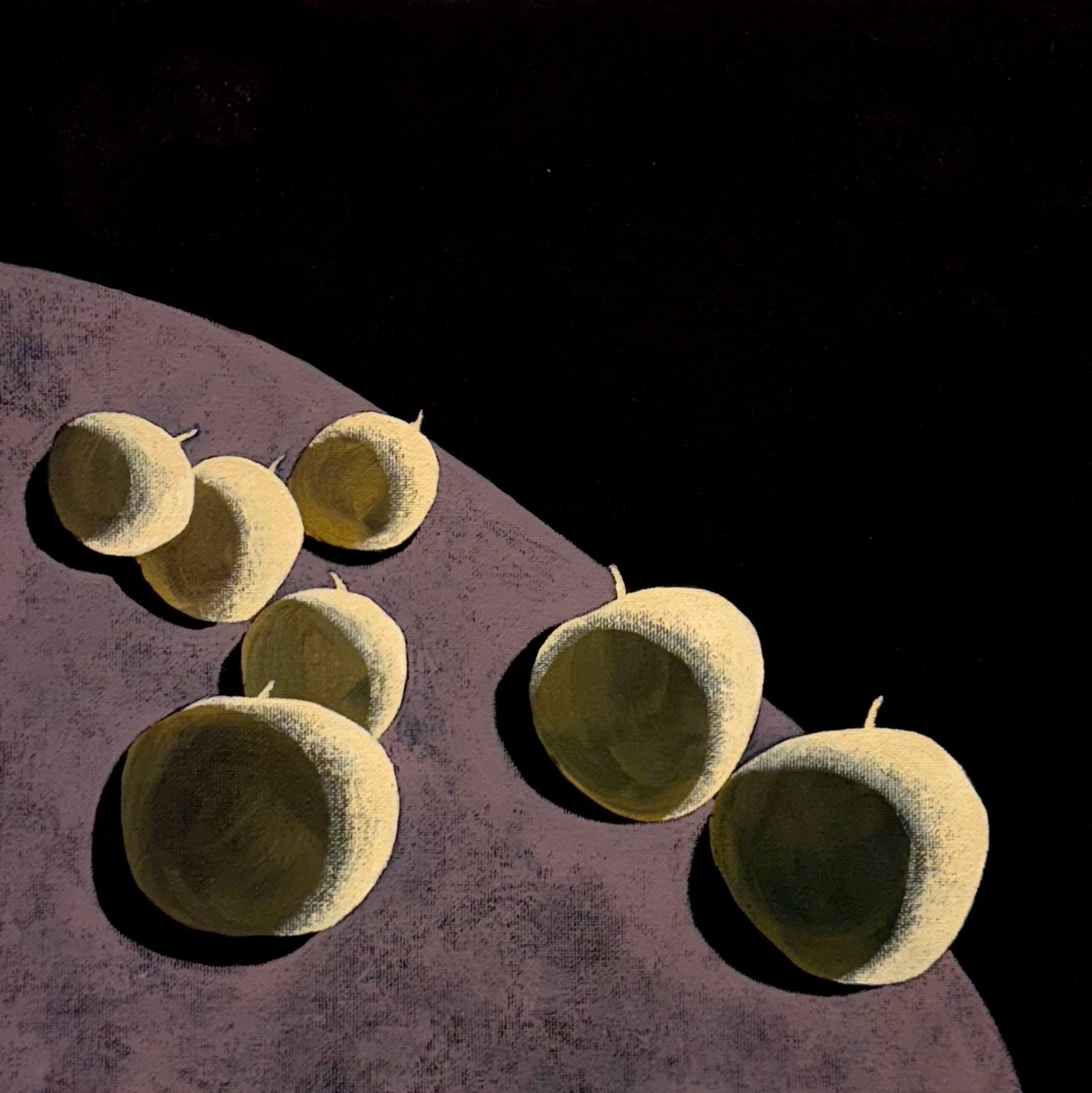 Apples on Table, Oil on Canvas, 12 x 12 inches, 2025