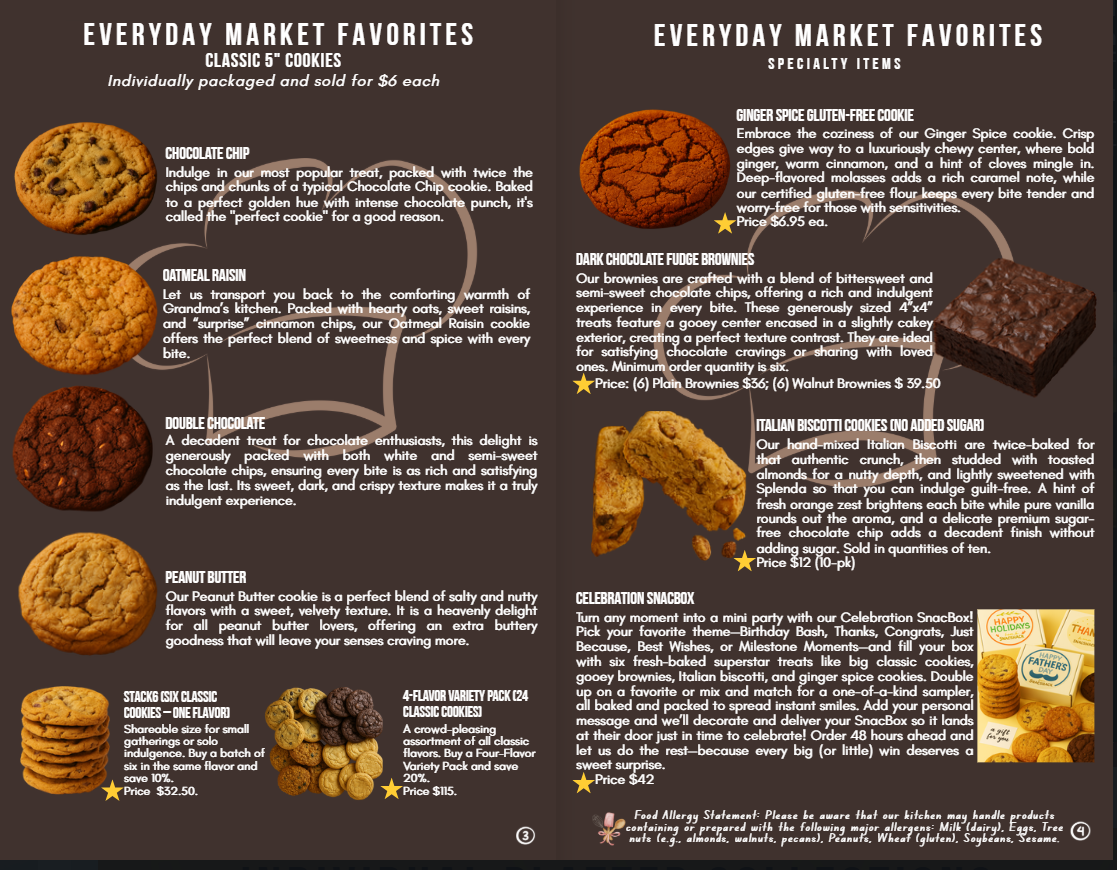 This is an interior view at a catalog of sweets I created for a local bakery.