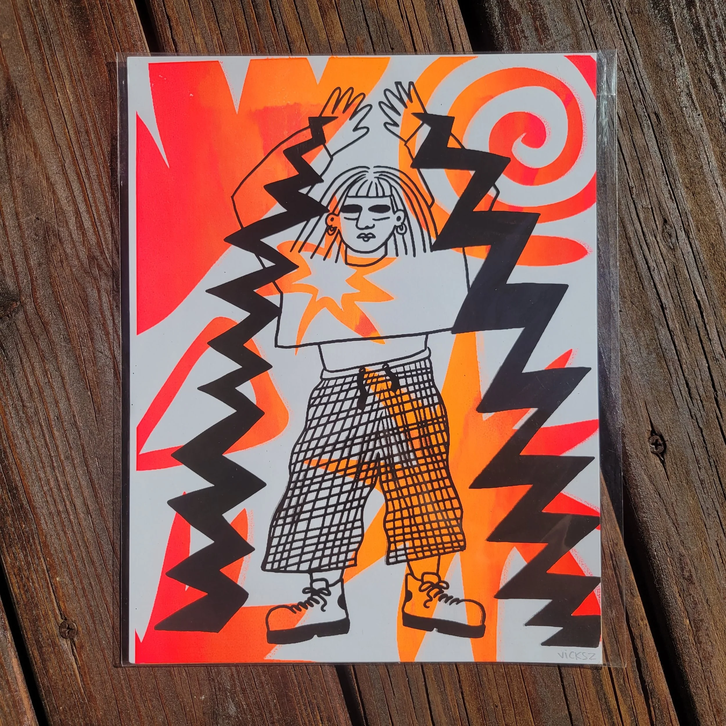 The Power - black ink with spiral background