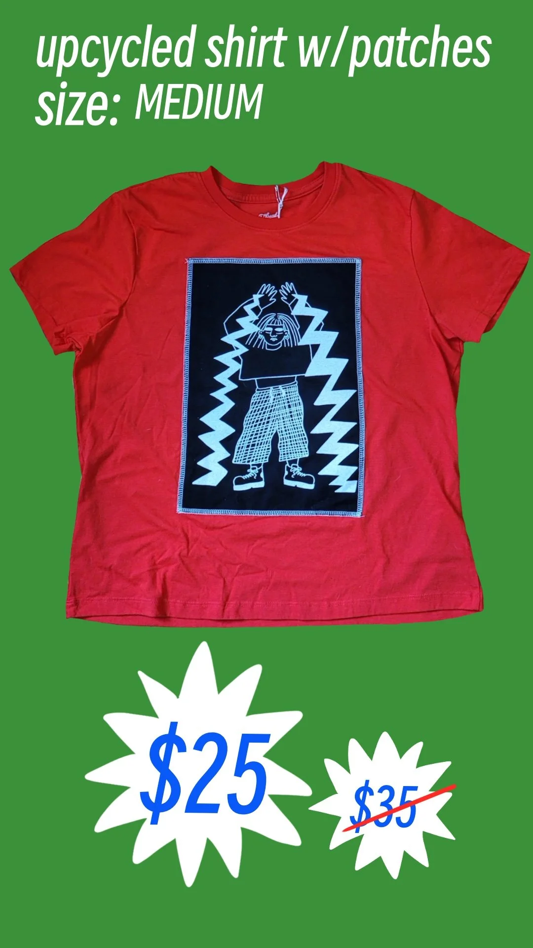 upcycled shirt w/patch (medium)