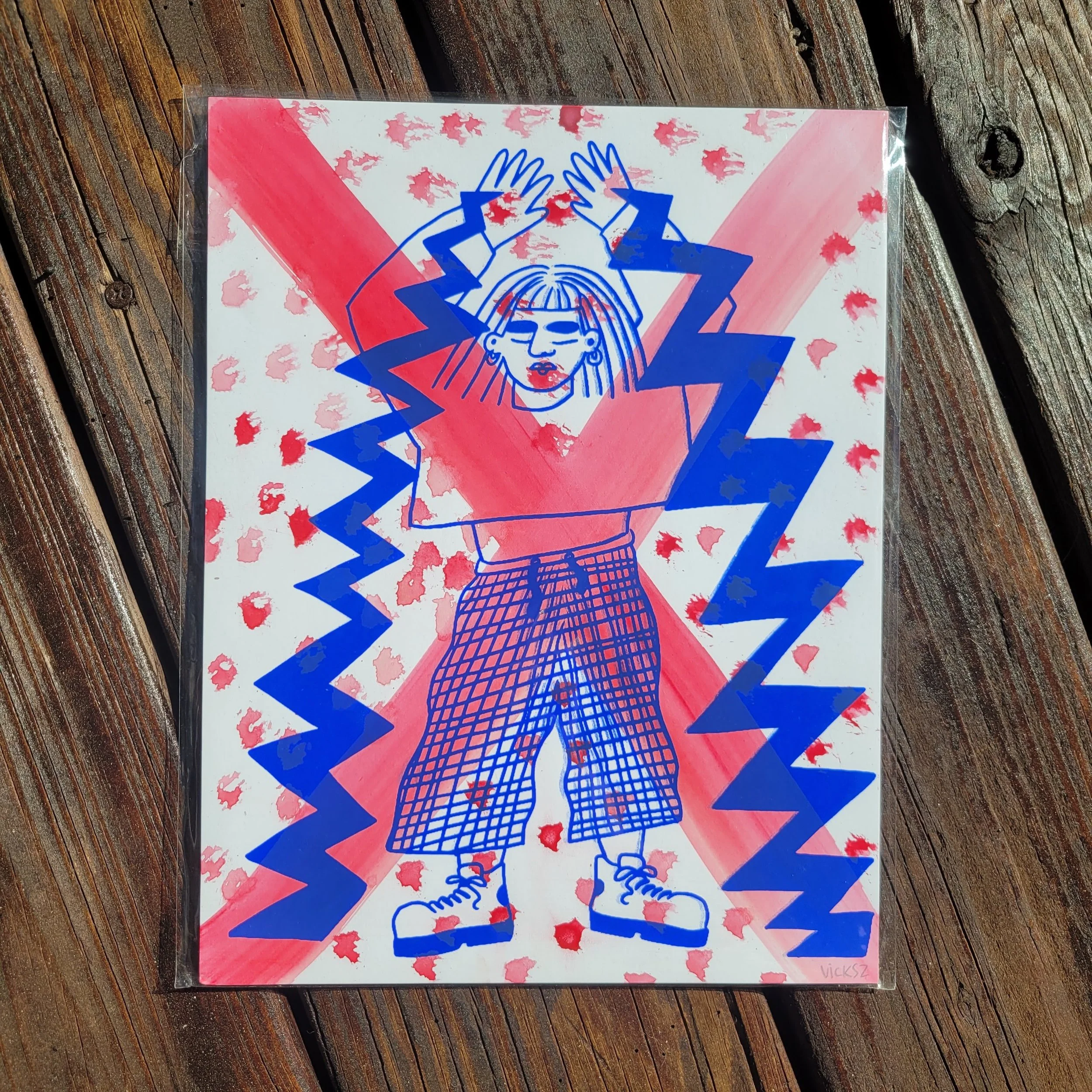 The Power - blue ink and red cross