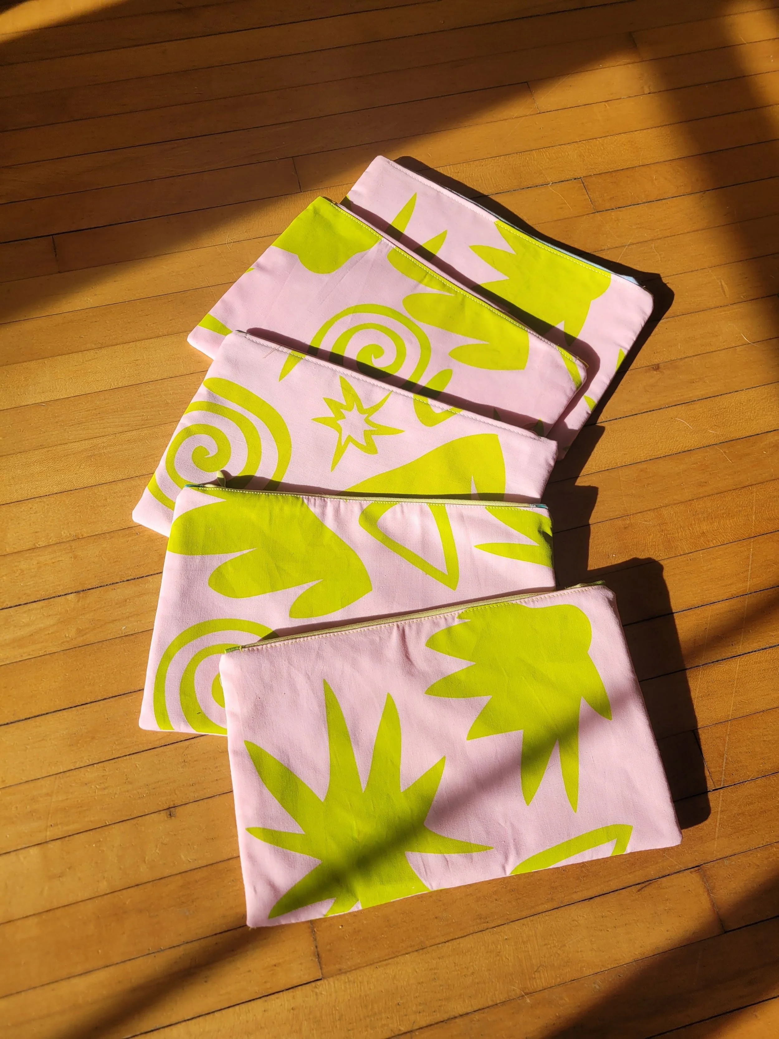 Pink and Green Zipper Pouch