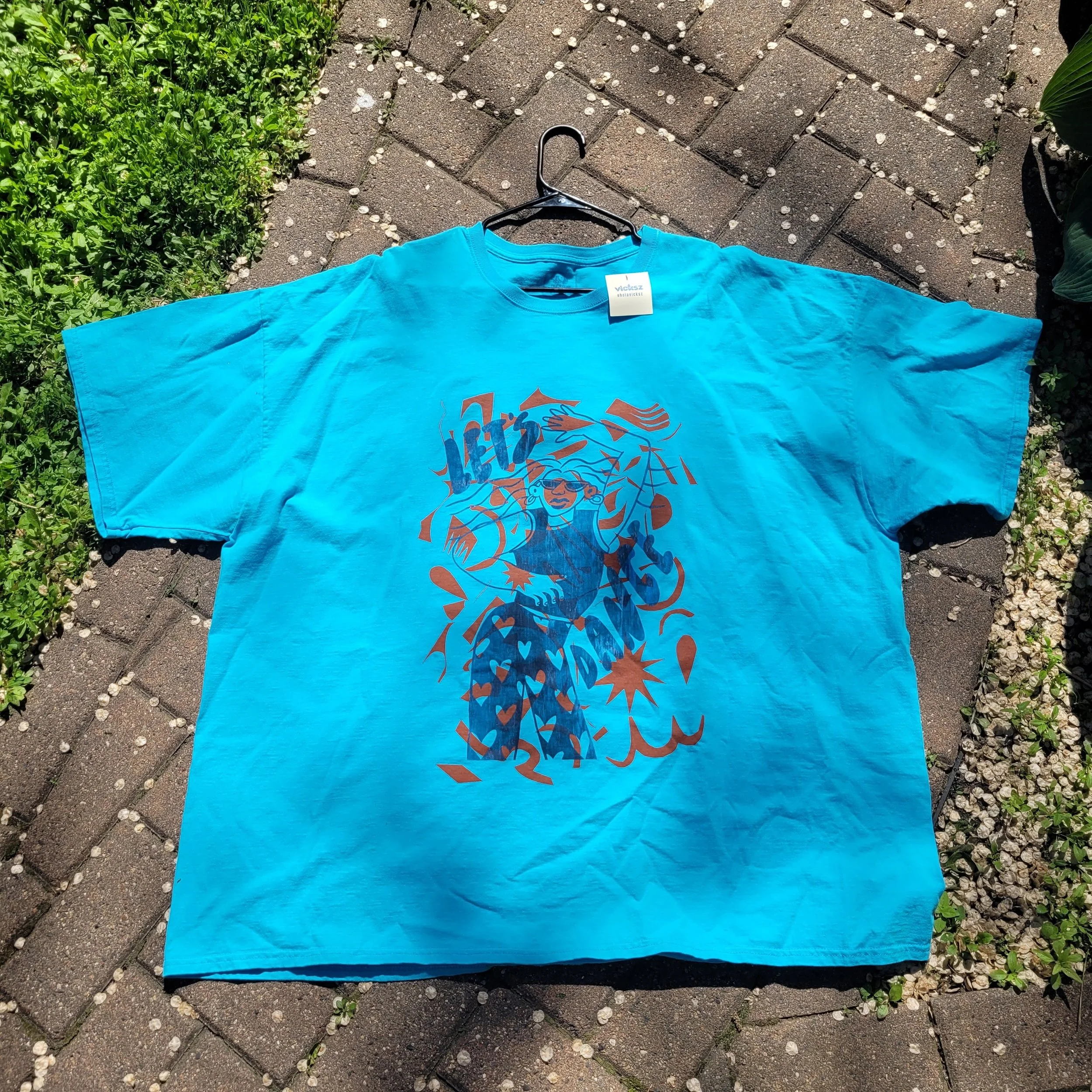 Bright Blue Upcycled T-shirt - size 4XL