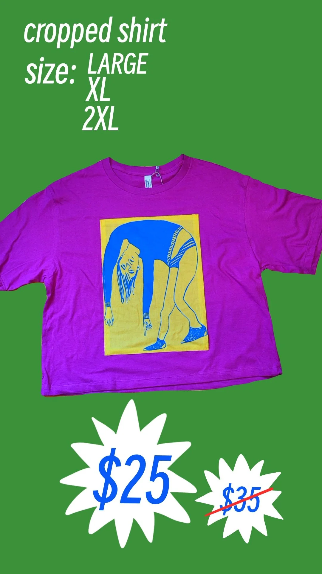 magenta cropped shirt with patch