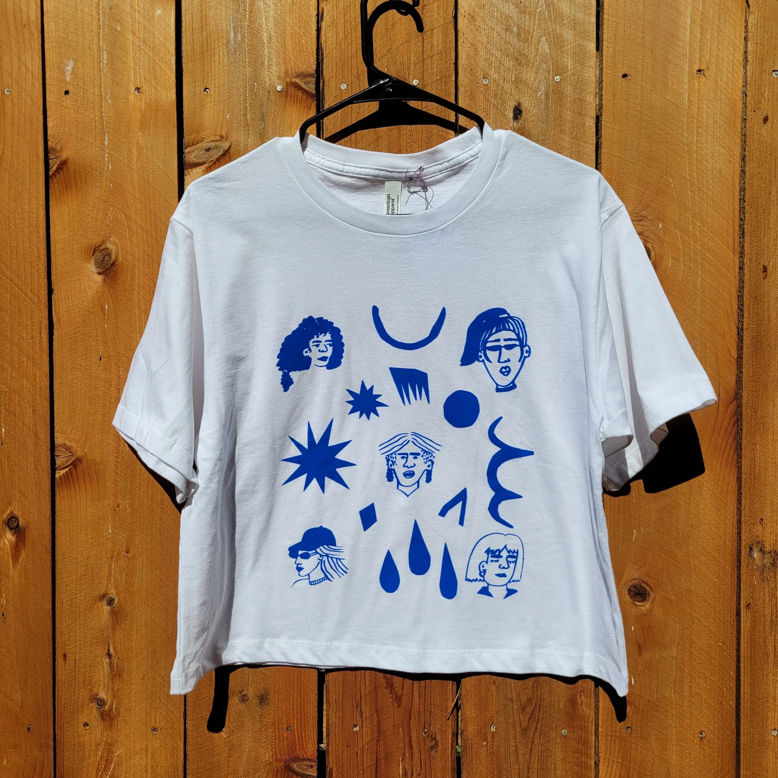 White "Constelation" boxy cropped t-shirt