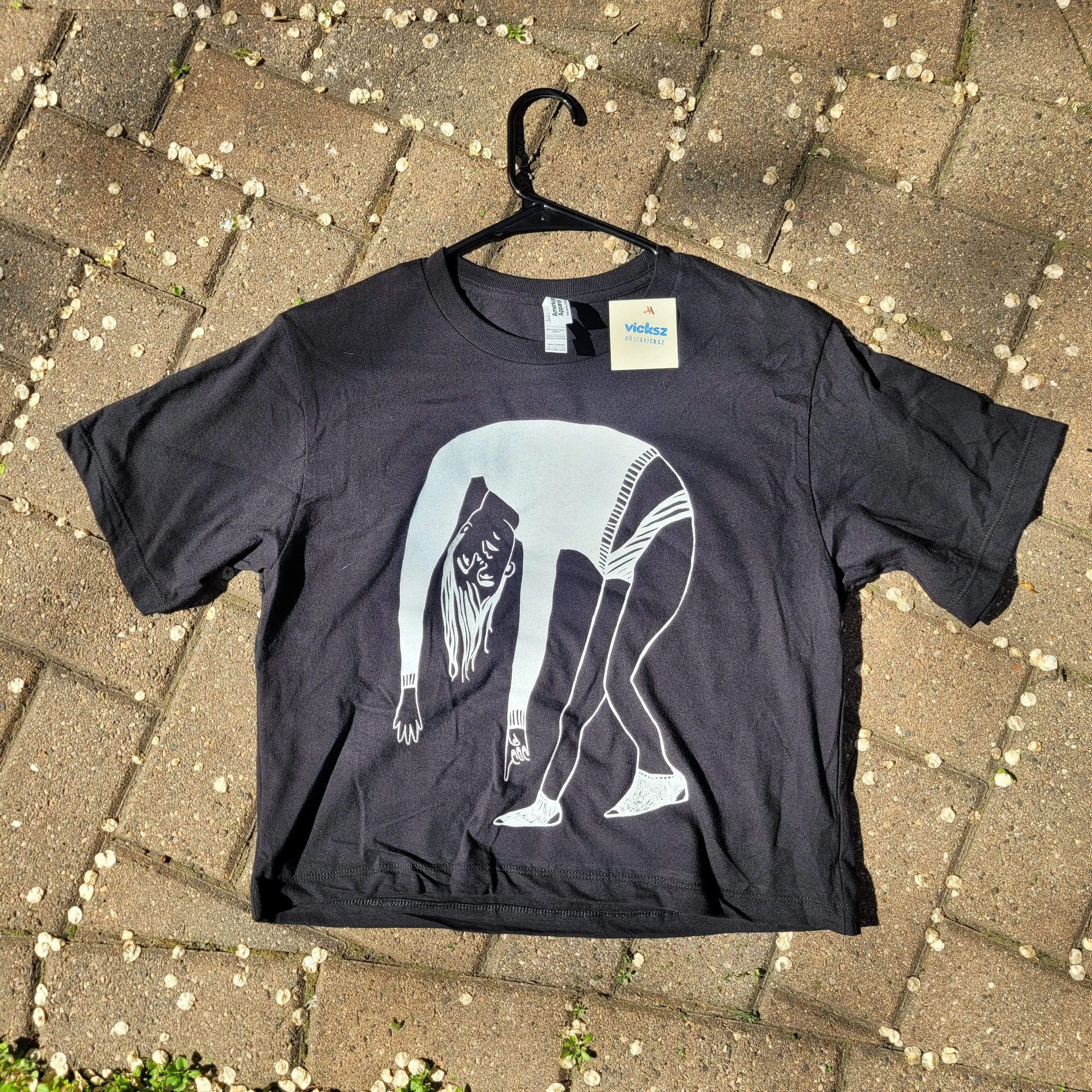 Black "Melted" Cropped T-shirt - size S