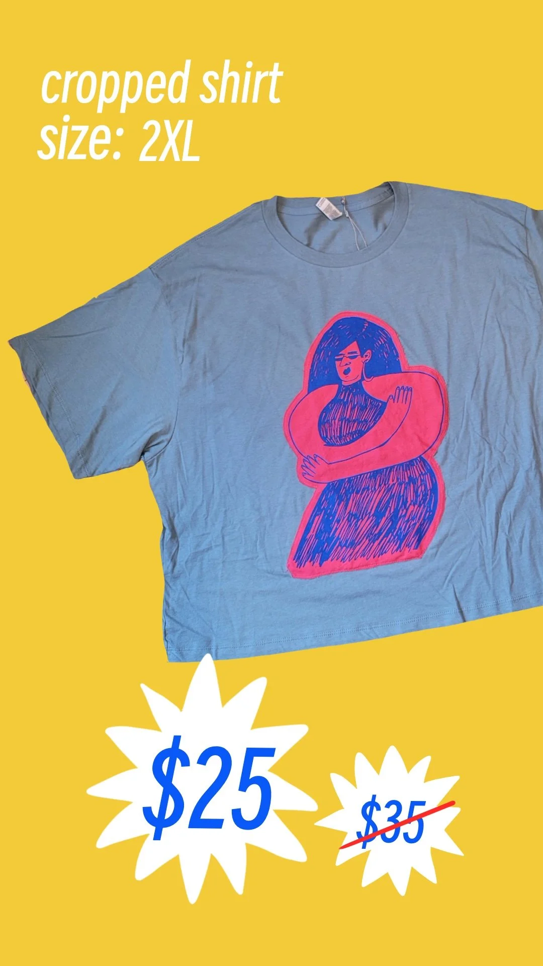 light gray cropped shirt w/patch (2XL)