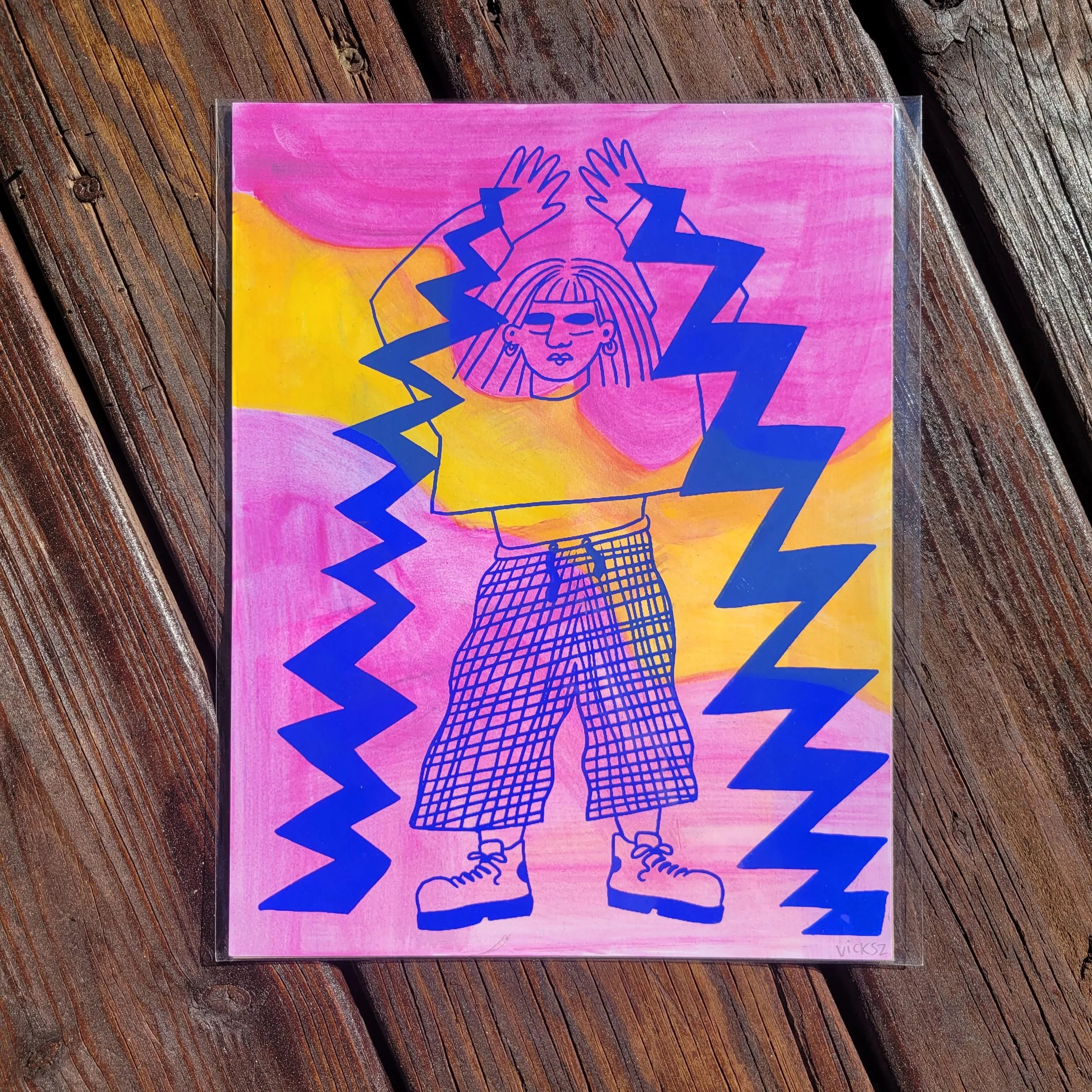 The Power - blue ink and pink background