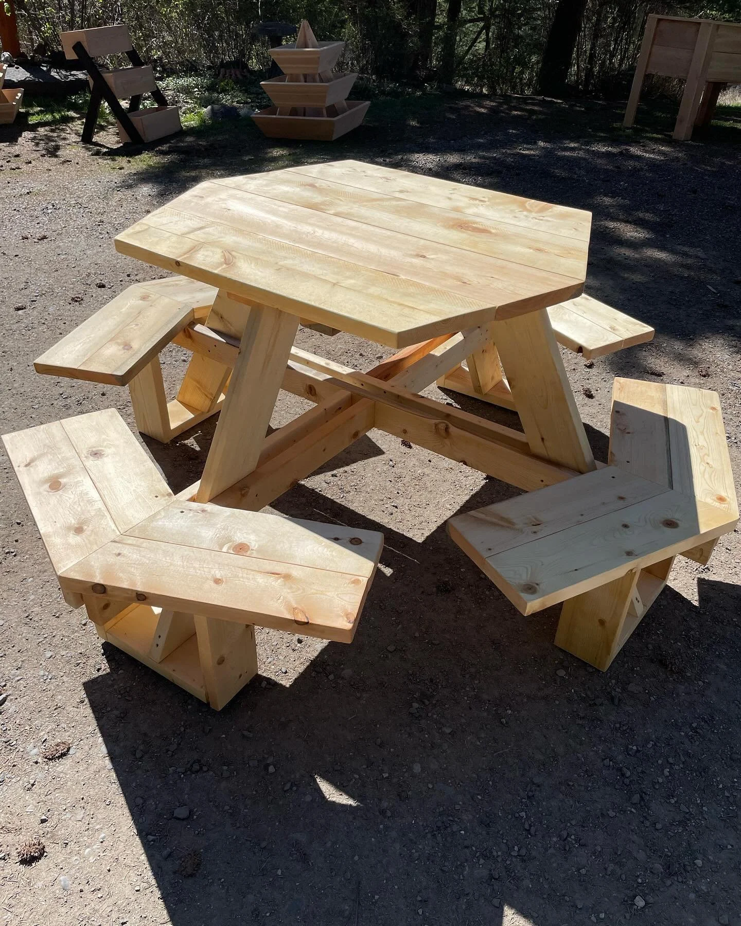 Picnic tables, coffee tables, exterior benches &amp; some cool planters!