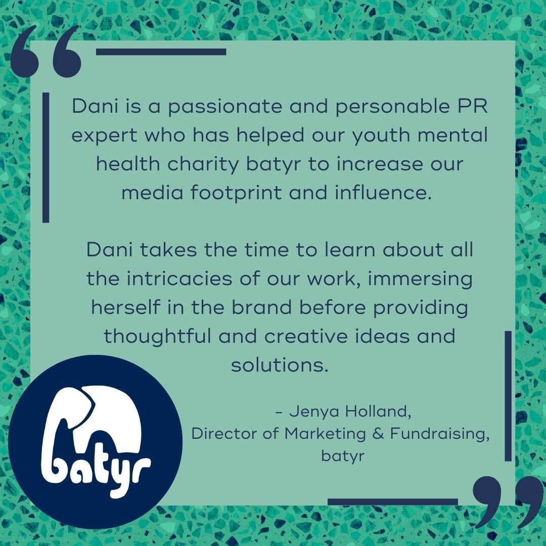 We have provided publicity services for the past year to Australian youth mental health charity @batyraus. Created and driven by young people, for young people, batyr are leaders in prevention. Through sharing lived experience stories and peer-to-pee