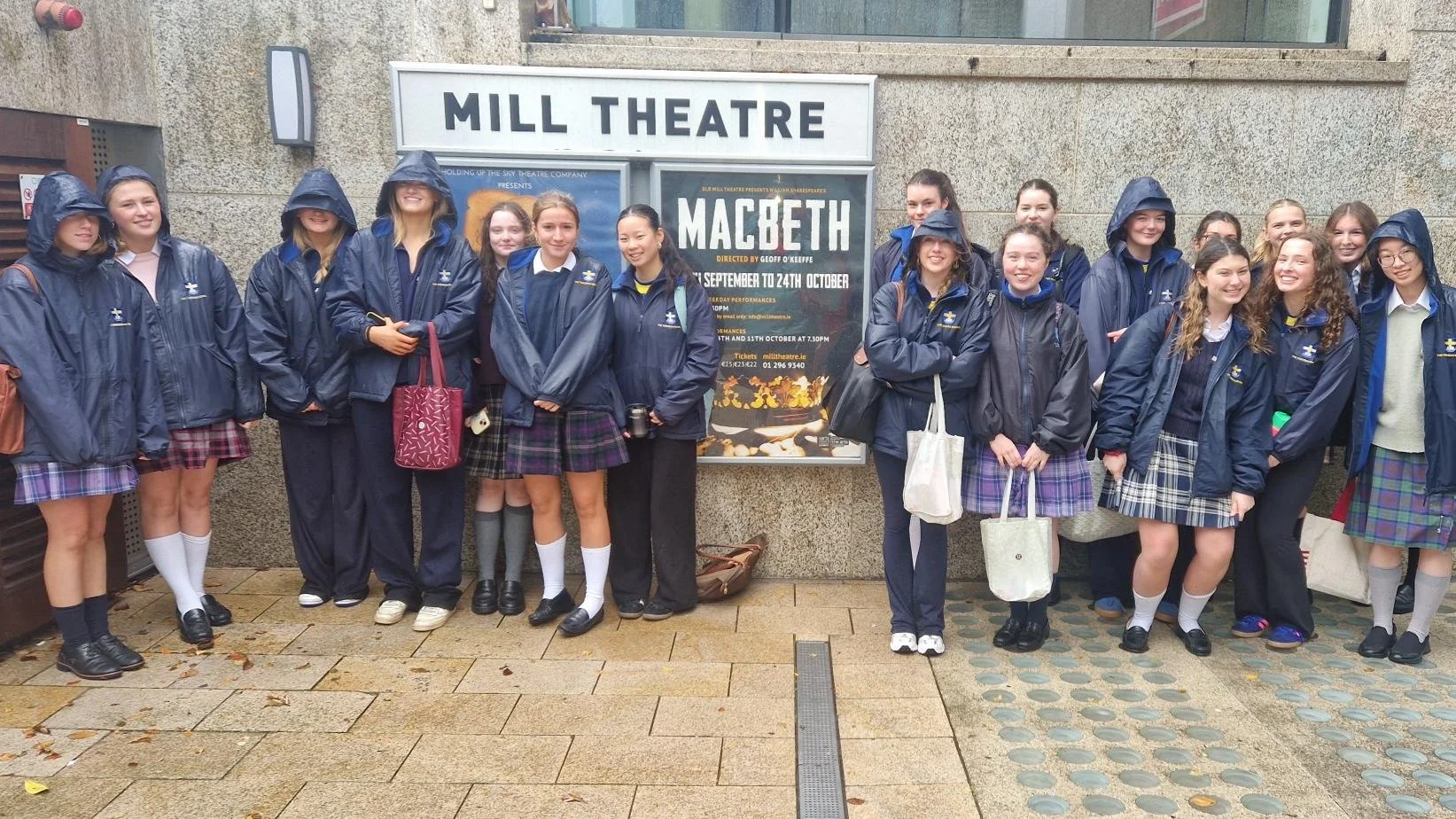 'Something wicked this way comes' but it's not our fabulous 6th Years. The weather might be awful (pathetic fallacy??) but they are in high spirits on their English trip to The Mill Theatre to watch a performance of 'Macbeth'. Will fair be foul and f