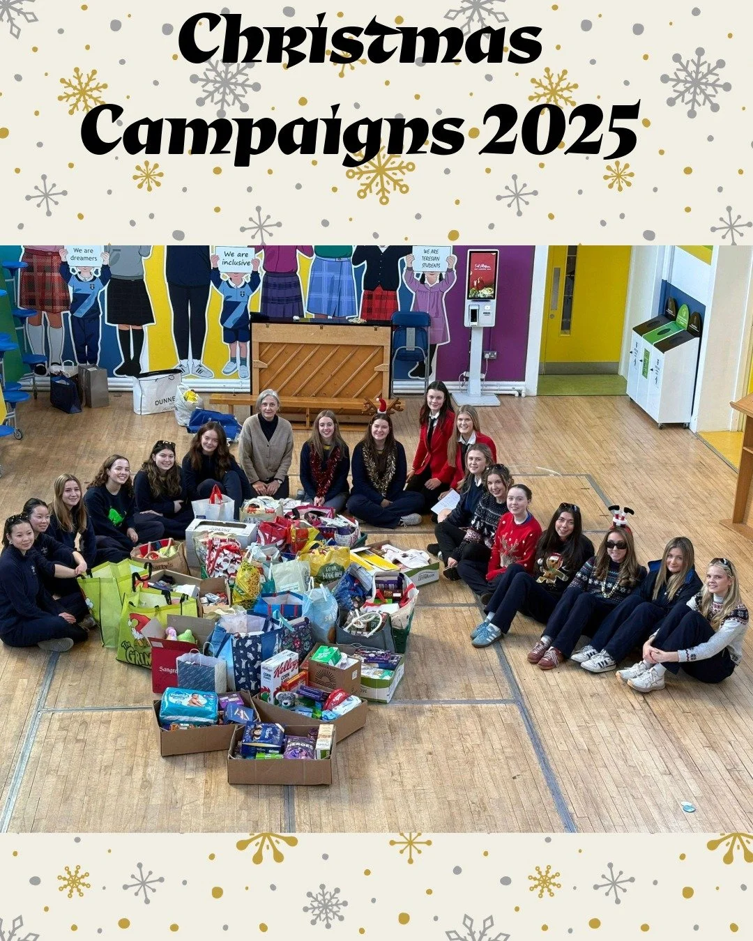 A huge thank you to everyone who contributed to our Christmas Campaigns last Friday. Our 6th Year students created hampers for @svp_ireland St. Vincent De Paul thanks to your donations, and we have also supported the Capuchin Day Centre in Dublin thr