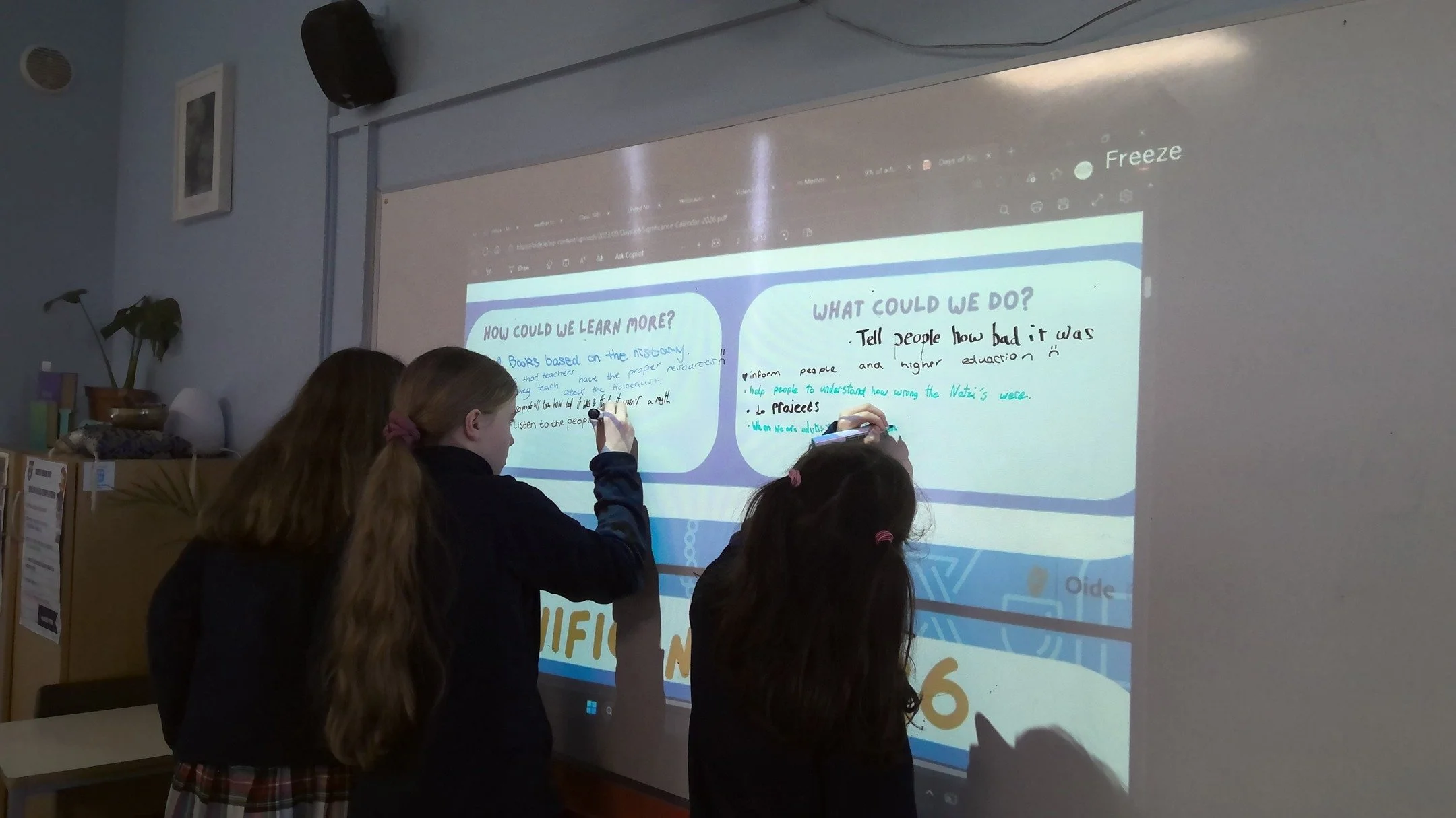 The memory of the Holocaust calls us to stand up to injustice and oppose violence and oppression wherever we see it. It reminds us of our shared humanity. How could we learn more and what could we do? Some 1st and 2nd Year students shared their ideas