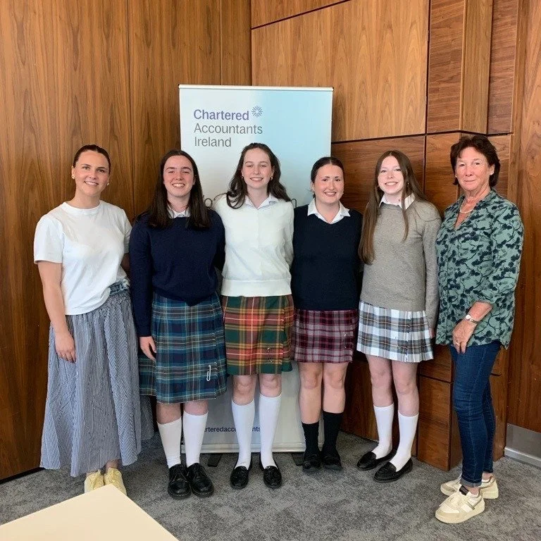 Huge congratulations to TY students Alexandra, Penny, Orianna, and Lucy! 🎉 Their entries in the Chartered Accountants Ireland&rsquo;s 'Be The Boss Challenge' were commended at a ceremony today. Well done to all involved!