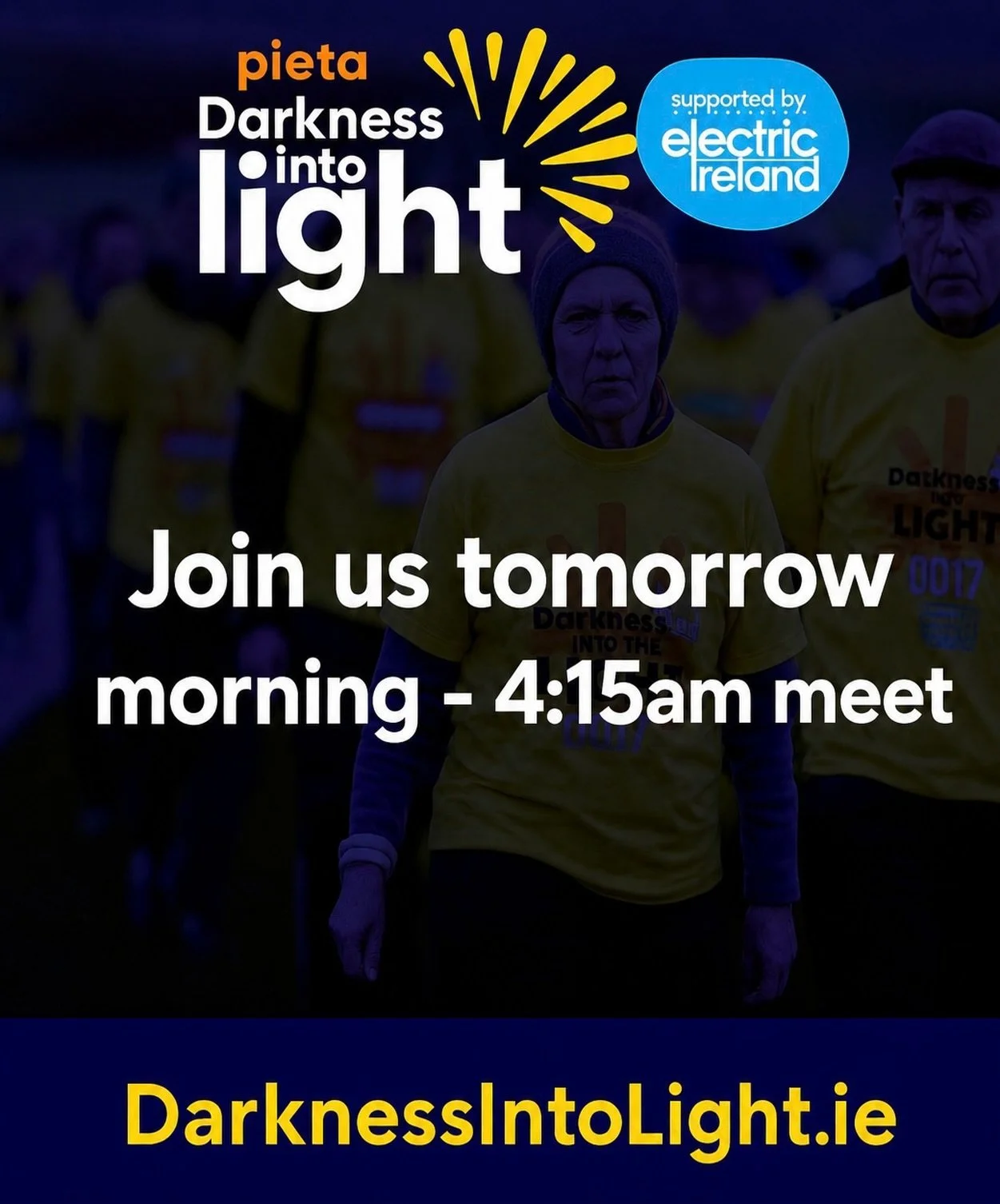 Please join us tomorrow on our annual Darkness Into Light walk, in aid of Pieta House. Donations can be made through Payzone - https://platform.payzone.ie/customer/11248/product-list