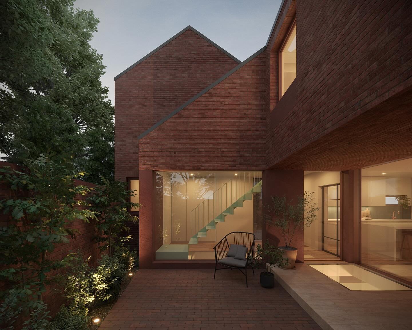 A modern interpretation of the local vernacular, our latest concept design unveils a bespoke family home in Didsbury Village. 

Tackling a heavily constrained site, the volume of the house is comprised of two simple extruded gable forms connected by