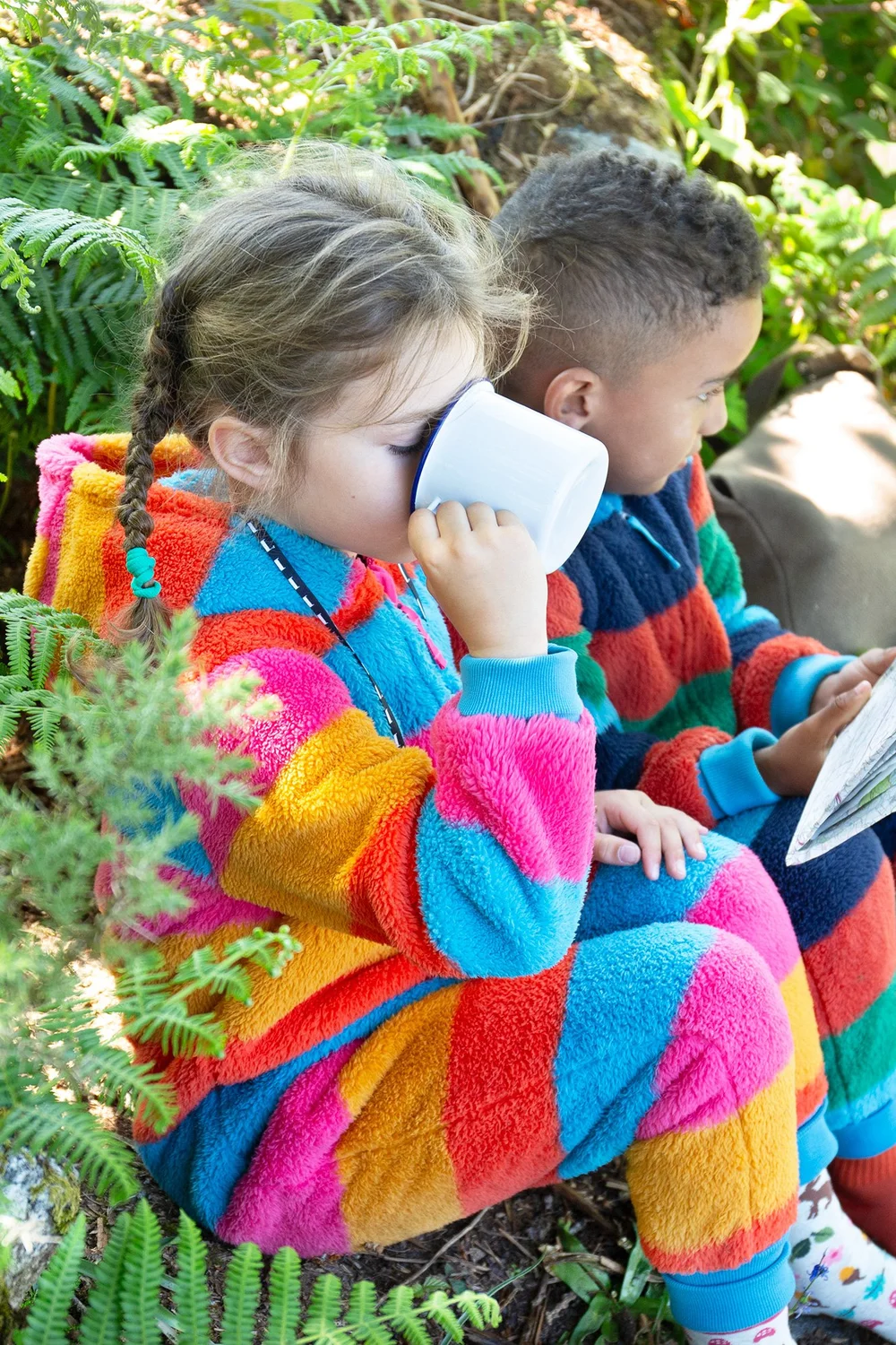 Frugi Snuggle Suit Baby Girl Big Ted Fleece Snuggle Suit, FRUGI