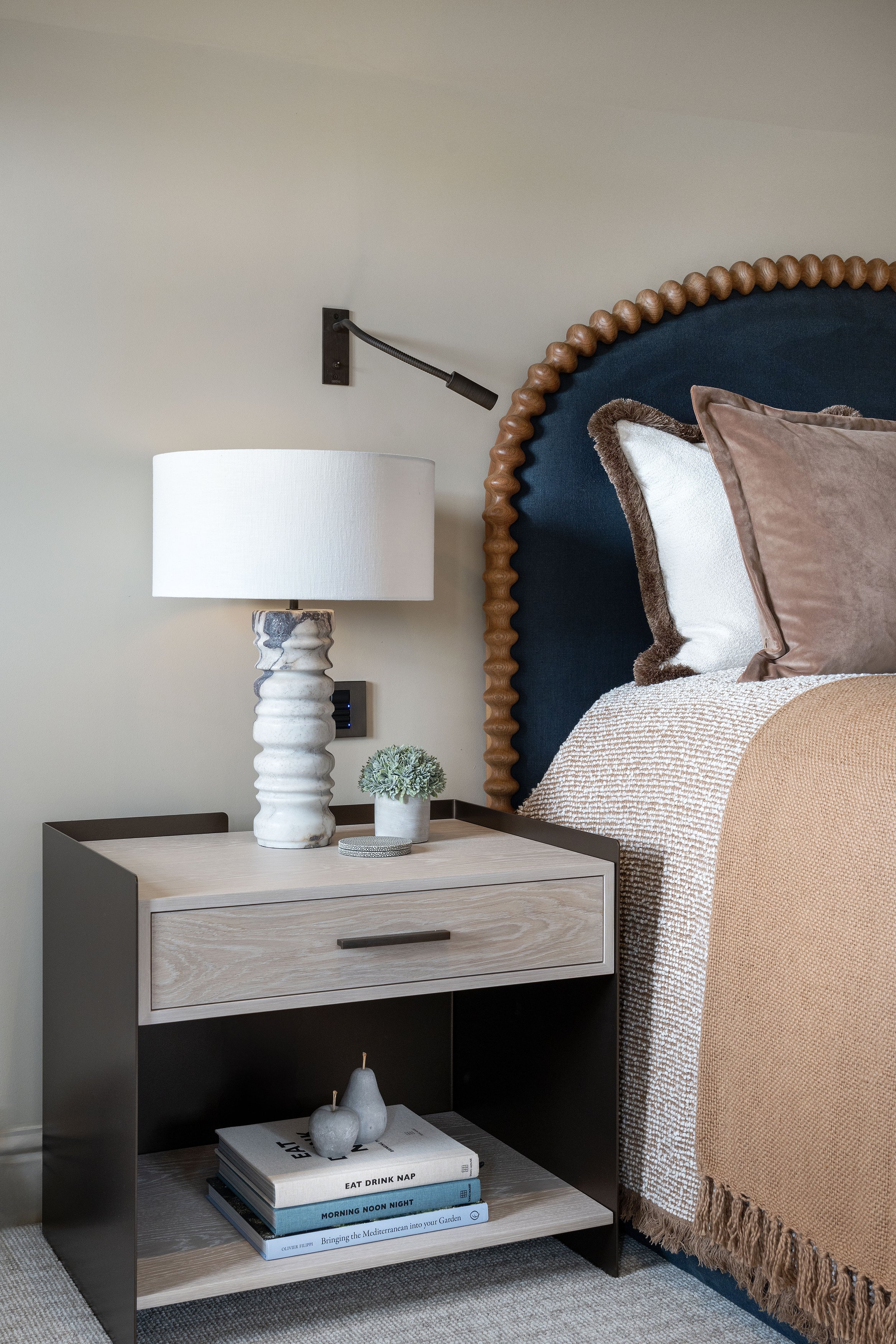 Luxury master bedroom with feature headboard