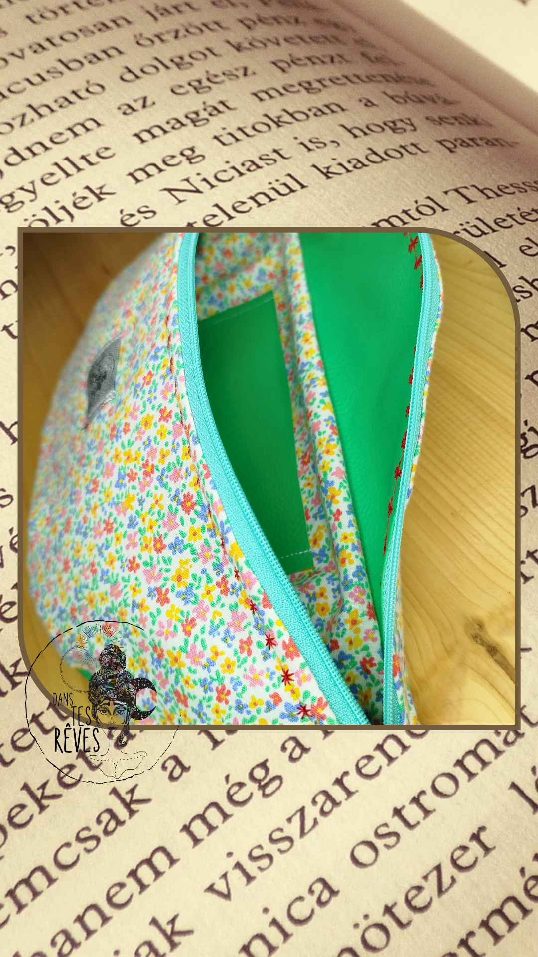 photo d'un sac banane imperméable de la marque dans tes rêves upcyclé en coton à motif liberty
