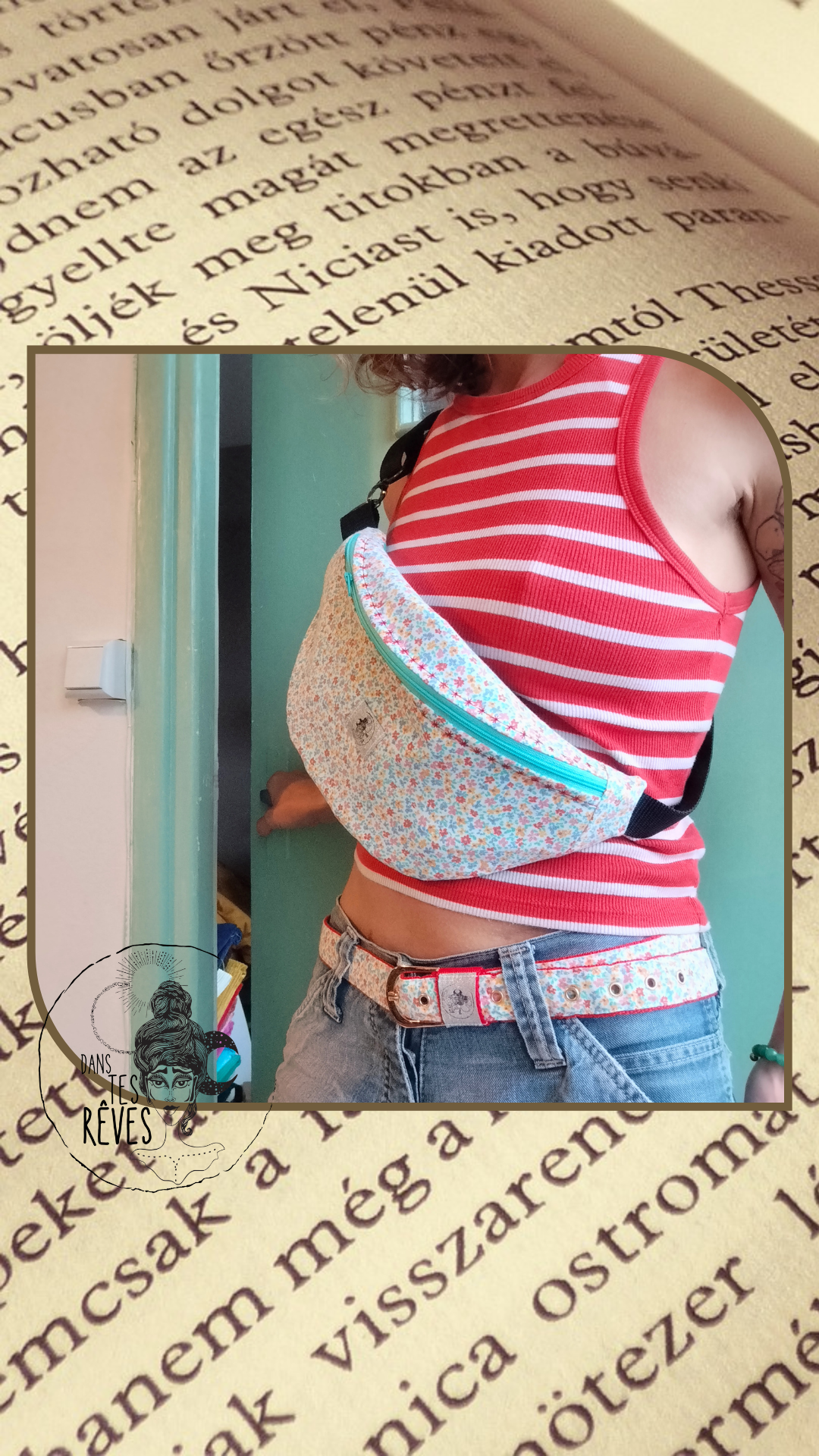 photo d'un sac banane imperméable de la marque dans tes rêves upcyclé en coton à motif liberty