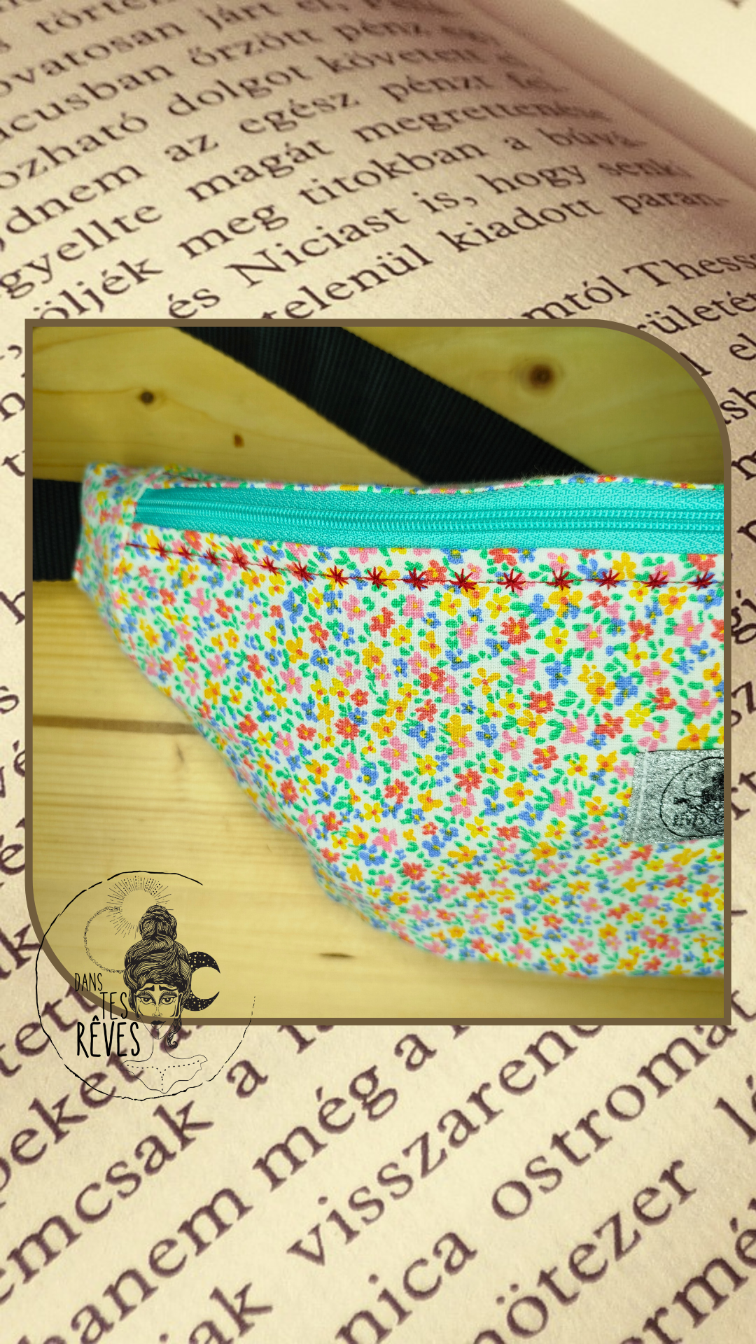 photo d'un sac banane imperméable de la marque dans tes rêves upcyclé en coton à motif liberty